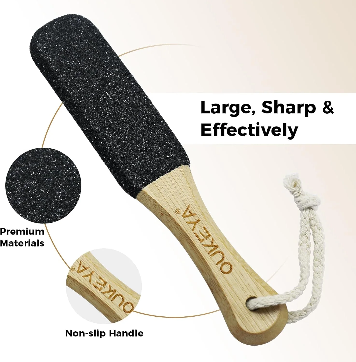 سوهان پا برای از بین بردن پوست مرده، از بین برنده پینه برای پاشنه ترک خورده، رنده حرفه ای پا ابزار خراشنده برای از بین بردن میخچه با دسته چوبی برای پوست سخت و میخچه برای پای خشک و مرطوب