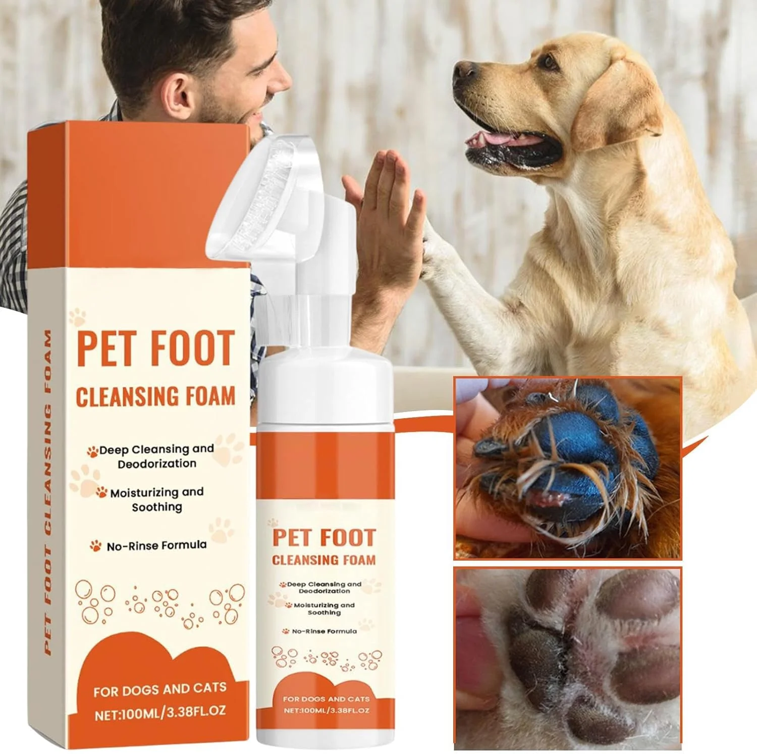 فوم تمیز کننده پنجه سگ، 100 میلی لیتر به همراه شامپو برس نرم برای مراقبت از پوست، نظافت و ریزش مو مناسب توله سگ، نژاد متوسط و بزرگ، مسافرت و استفاده در منزل فوم تمیز کننده پنجه سگ، 100 میلی لیتر به همراه شامپو برس نرم برای مراقبت از پوست، نظافت و ریزش مو مناسب توله سگ، نژاد متوسط و بزرگ، مسافرت و استفاده در منزل