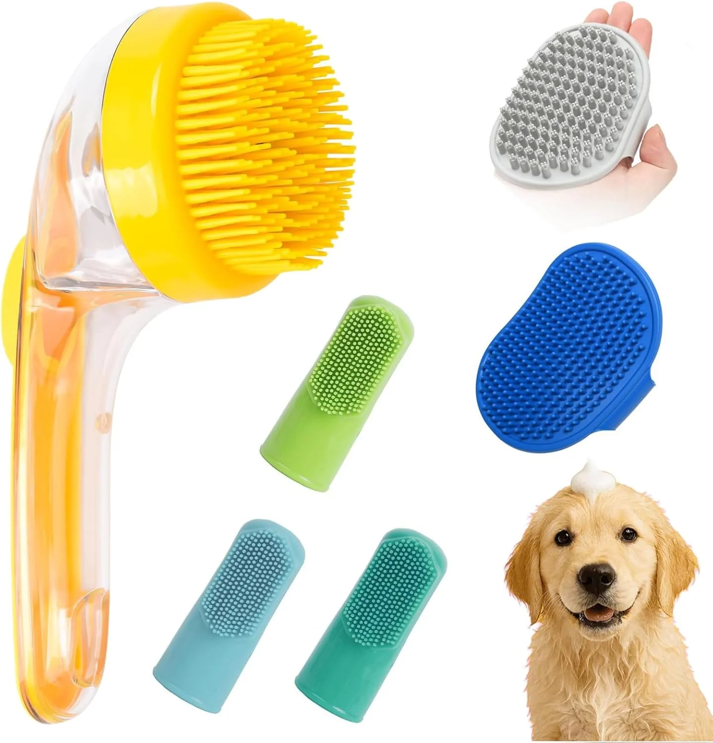 برس شستشوی سگ برای حمام، برس ماساژ حمام و نظافت حیوانات خانگی با پخش کننده صابون و شامپو، ماساژور دوش توله سگ سیلیکونی نرم و غیر لغزنده برای شستشوی دندان ها و ماساژ اسپا برس شستشوی سگ برای حمام، برس ماساژ حمام و نظافت حیوانات خانگی با پخش کننده صابون و شامپو، ماساژور دوش توله سگ سیلیکونی نرم و غیر لغزنده برای شستشوی دندان ها و ماساژ اسپا