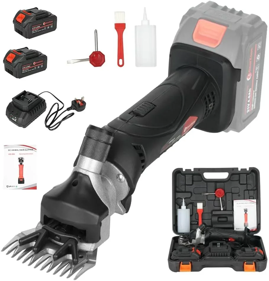 ماشین پشم زنی گوسفند GearZone با باتری ارتقا یافته 1000 وات، ماشین اصلاح برقی حرفه ای گوسفند، کیت پیرایش دام مزرعه، 6 سرعته سنگین برای گوسفند، گاو، بز یا سایر حیوانات با پوشش ضخیم - مشکی ماشین پشم زنی گوسفند GearZone با باتری ارتقا یافته 1000 وات، ماشین اصلاح برقی حرفه ای گوسفند، کیت پیرایش دام مزرعه، 6 سرعته سنگین برای گوسفند، گاو، بز یا سایر حیوانات با پوشش ضخیم - مشکی