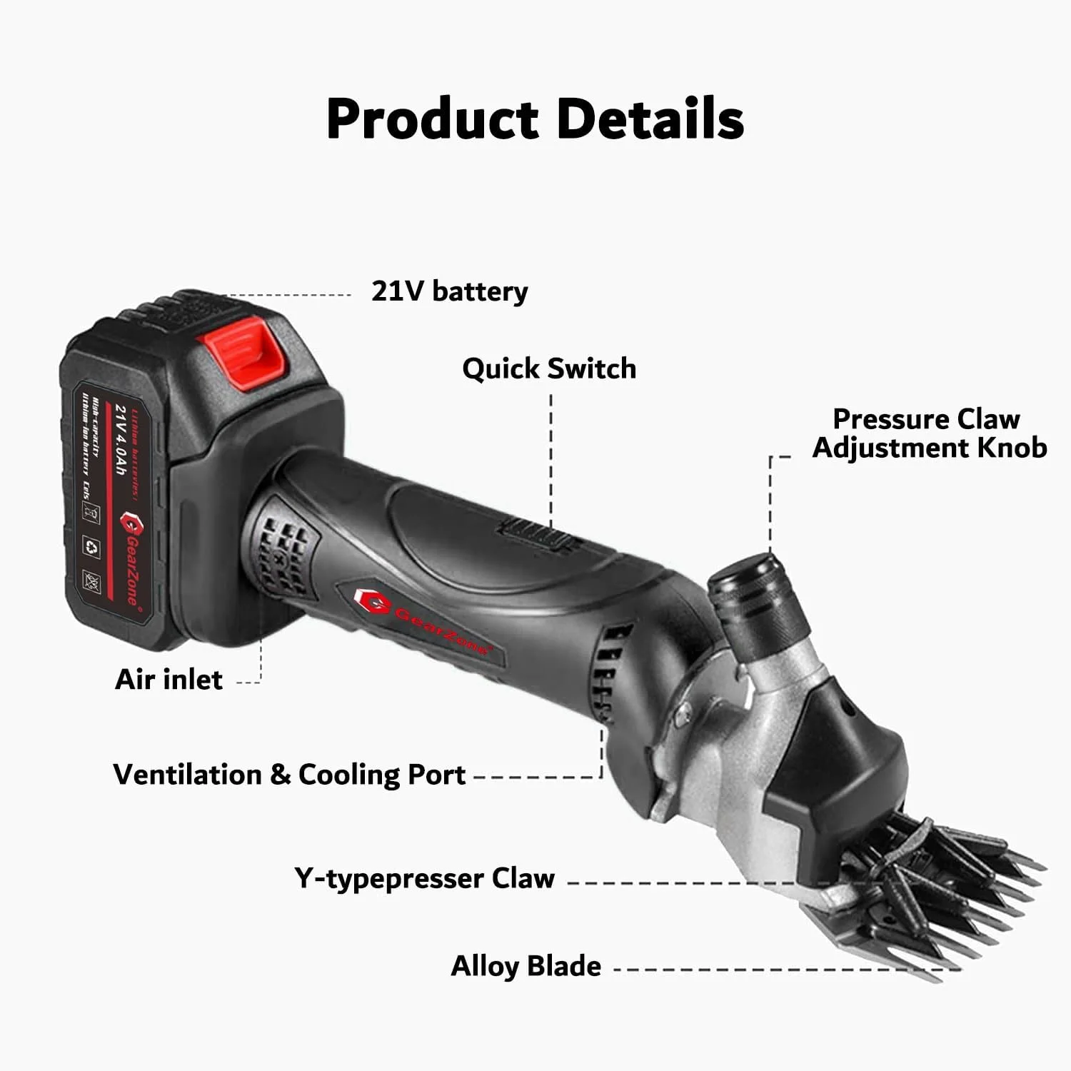 ماشین پشم زنی گوسفند GearZone با باتری ارتقا یافته 1000 وات، ماشین اصلاح برقی حرفه ای گوسفند، کیت پیرایش دام مزرعه، 6 سرعته سنگین برای گوسفند، گاو، بز یا سایر حیوانات با پوشش ضخیم - مشکی ماشین پشم زنی گوسفند GearZone با باتری ارتقا یافته 1000 وات، ماشین اصلاح برقی حرفه ای گوسفند، کیت پیرایش دام مزرعه، 6 سرعته سنگین برای گوسفند، گاو، بز یا سایر حیوانات با پوشش ضخیم - مشکی