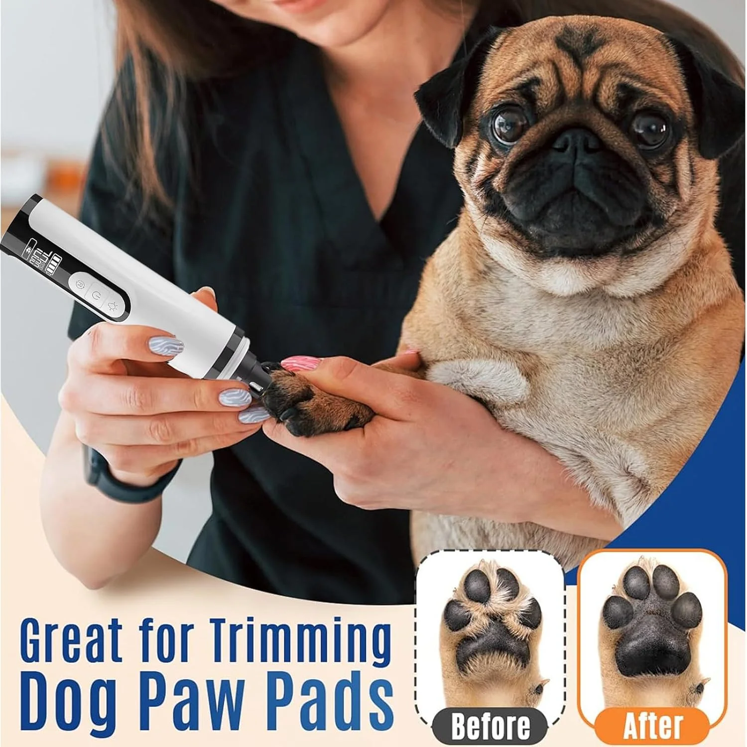 سوهان ناخن سگ بی صدا 3 سرعته - ابزار برقی سوهان ناخن حیوانات خانگی - ابزار بی سیم اصلاح ناخن سگ با چراغ LED برای پیرایش پدیکور و مانیکور گربه و توله سگ در خانه سوهان ناخن سگ بی صدا 3 سرعته - ابزار برقی سوهان ناخن حیوانات خانگی - ابزار بی سیم اصلاح ناخن سگ با چراغ LED برای پیرایش پدیکور و مانیکور گربه و توله سگ در خانه