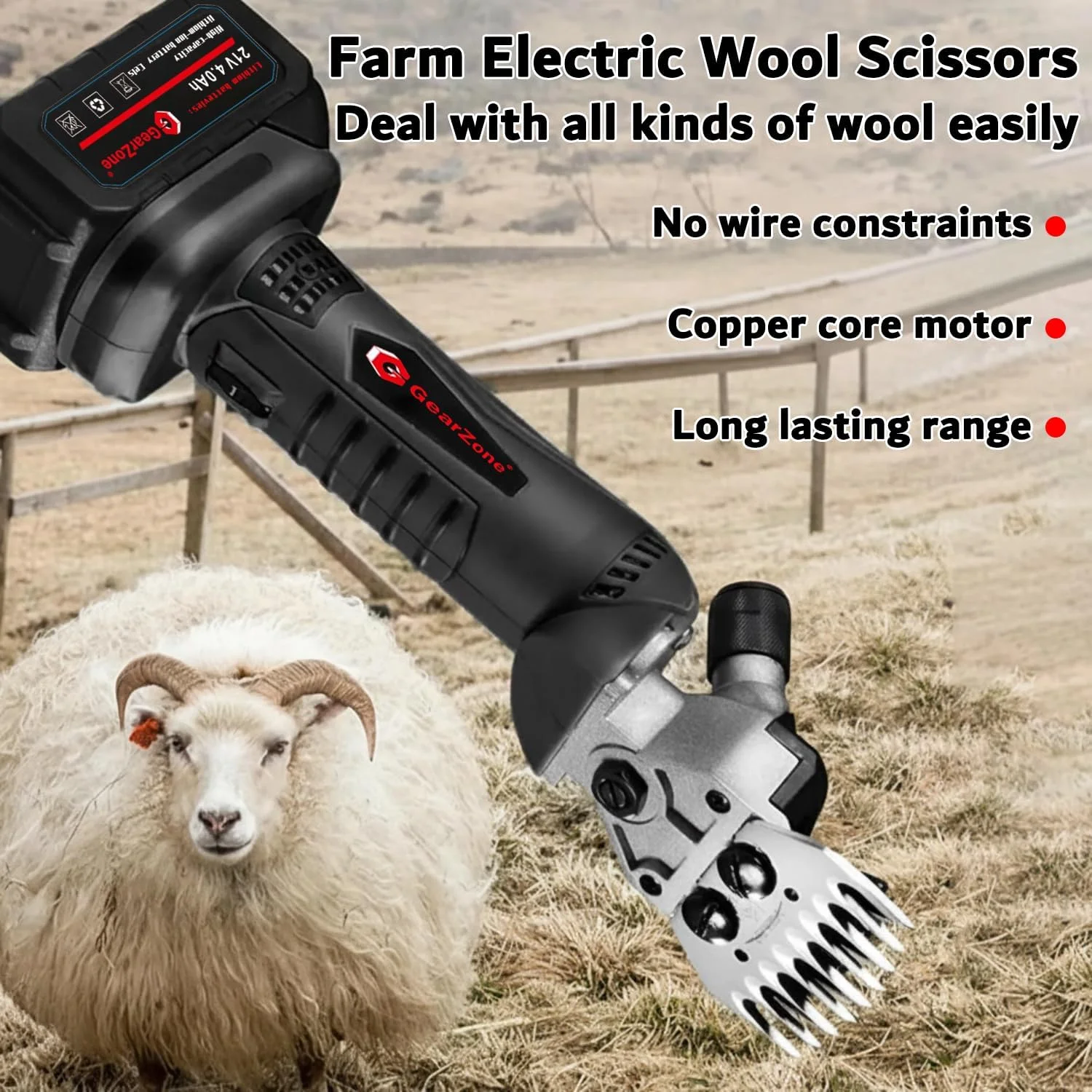 ماشین پشم زنی گوسفند GearZone با باتری ارتقا یافته 1000 وات، ماشین اصلاح برقی حرفه ای گوسفند، کیت پیرایش دام مزرعه، 6 سرعته سنگین برای گوسفند، گاو، بز یا سایر حیوانات با پوشش ضخیم - مشکی ماشین پشم زنی گوسفند GearZone با باتری ارتقا یافته 1000 وات، ماشین اصلاح برقی حرفه ای گوسفند، کیت پیرایش دام مزرعه، 6 سرعته سنگین برای گوسفند، گاو، بز یا سایر حیوانات با پوشش ضخیم - مشکی