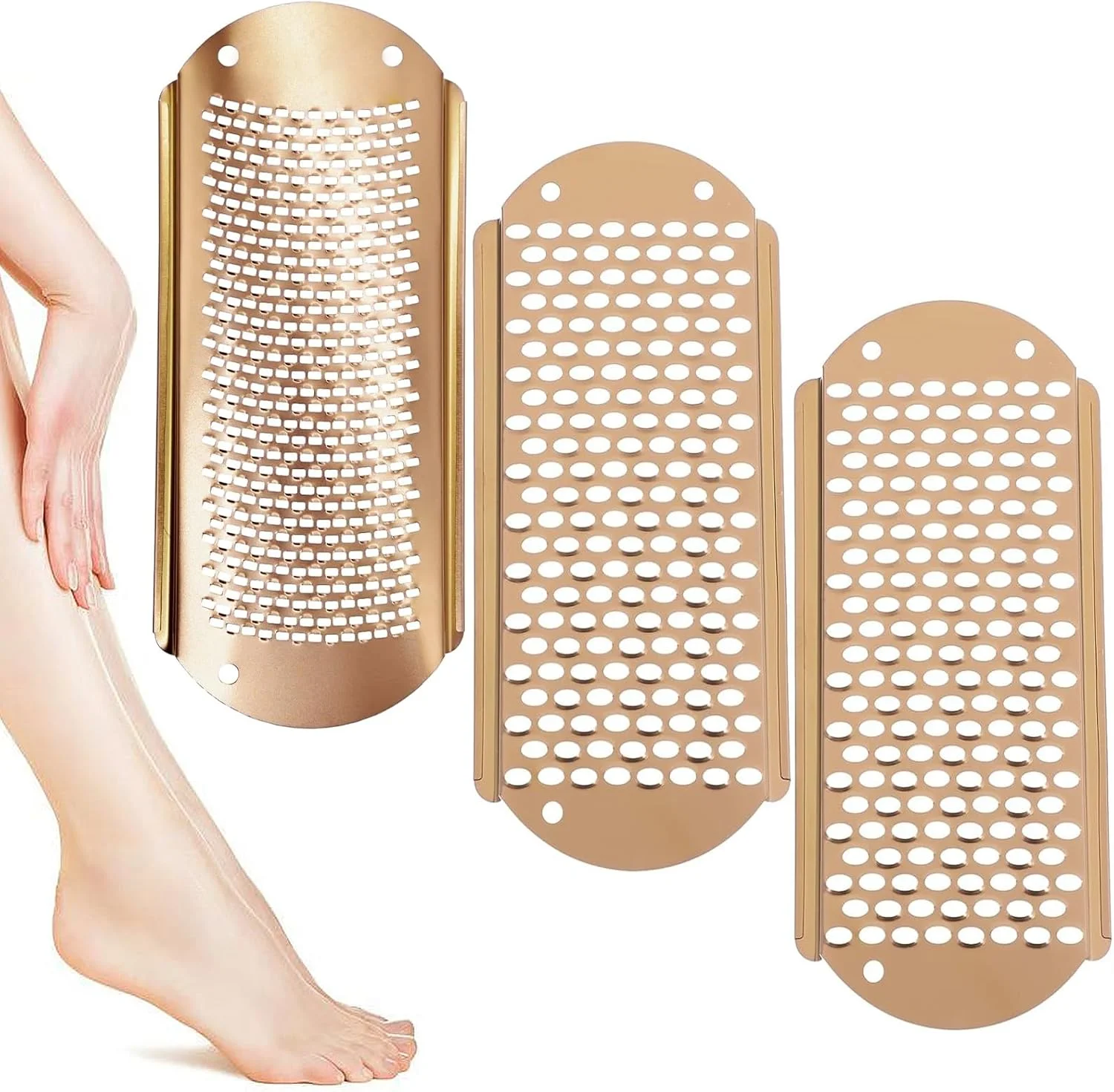 سوهان پدیکور حرفه ای پا: اسکرابر استیل ضد زنگ پا، از بین برنده پوست مرده، سوهان فلزی پا، رنده پاشنه پا، ابزار پدیکور برای پوست سخت (طلایی)