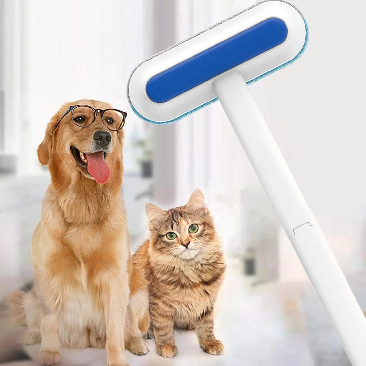 برس موی گربه - جارو موی حیوانات خانگی چند منظوره با دسته بلند، شانه نواری فرش، پاک کننده پرز قابل استفاده مجدد برای پنجره، مبل، مبلمان، لباس، فرش، کاشی، ملحفه، اتاق خواب برس موی گربه - جارو موی حیوانات خانگی چند منظوره با دسته بلند، شانه نواری فرش، پاک کننده پرز قابل استفاده مجدد برای پنجره، مبل، مبلمان، لباس، فرش، کاشی، ملحفه، اتاق خواب