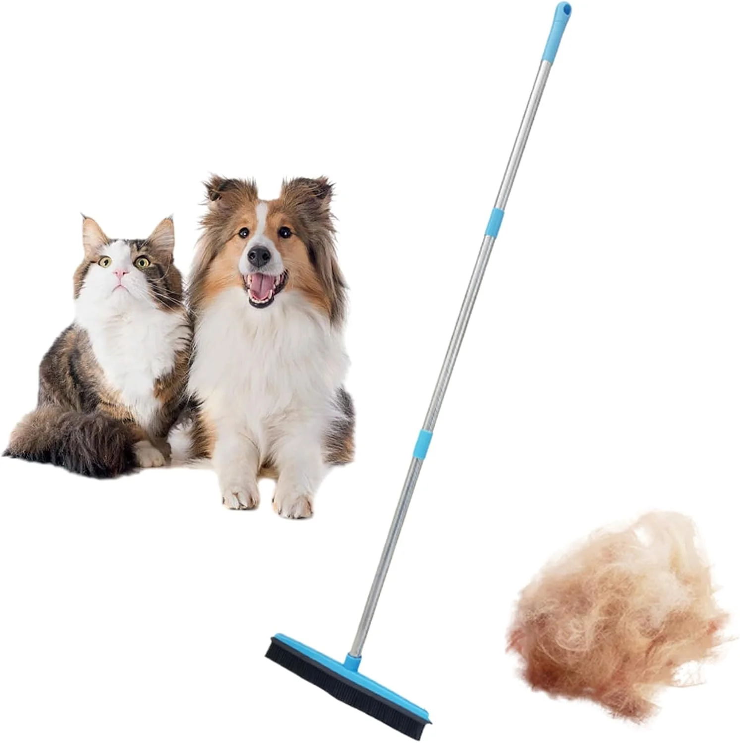 جارو فرش - جارو موی فرش با دسته بلند | برس پاک کننده پرز ارگونومیک و مقاوم برای خوابگاه، آشپزخانه، کلاس درس، آپارتمان، فضای باز