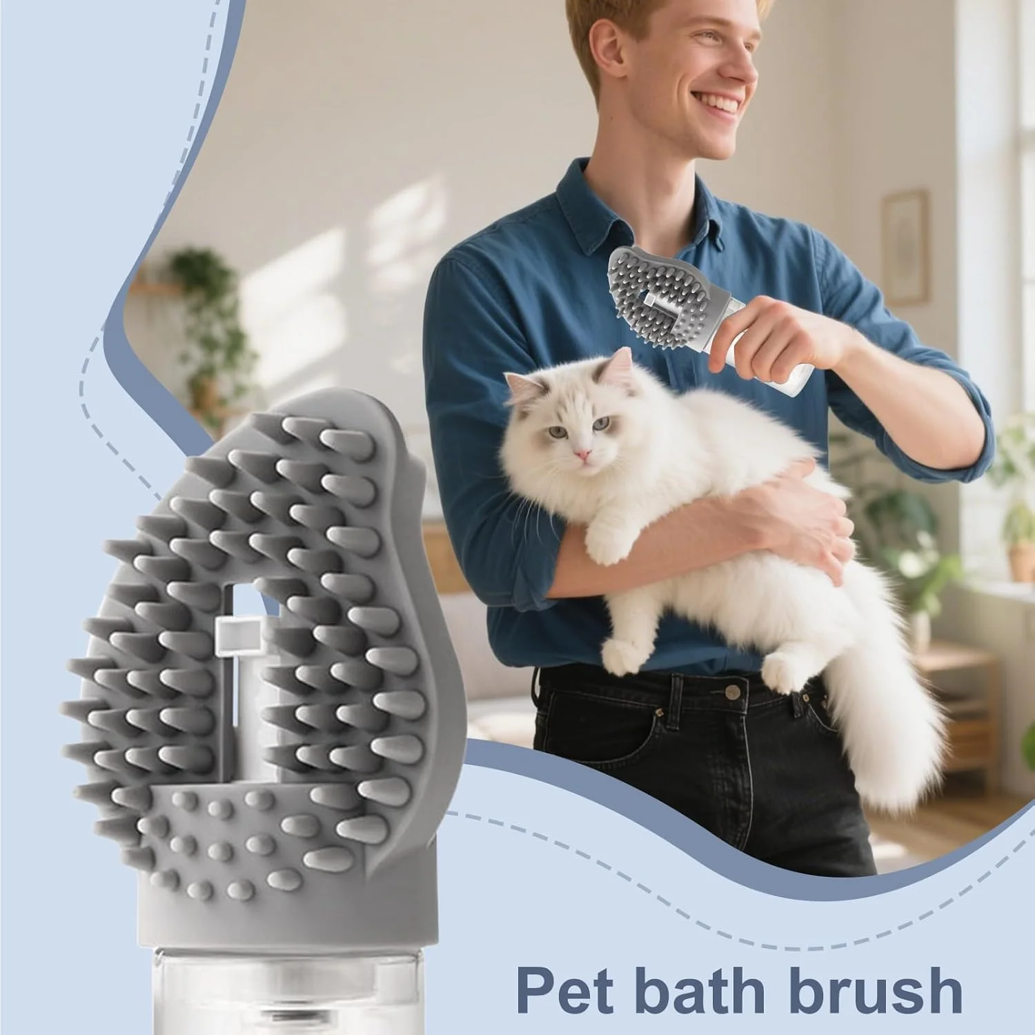 برس دوش سگ، لوازم نظافت حیوانات خانگی با پخش کننده صابون - شانه ماساژ توله سگ | برای حمام کردن، نظافت، شستشو و ریزش مو سگ و گربه برس دوش سگ، لوازم نظافت حیوانات خانگی با پخش کننده صابون - شانه ماساژ توله سگ | برای حمام کردن، نظافت، شستشو و ریزش مو سگ و گربه