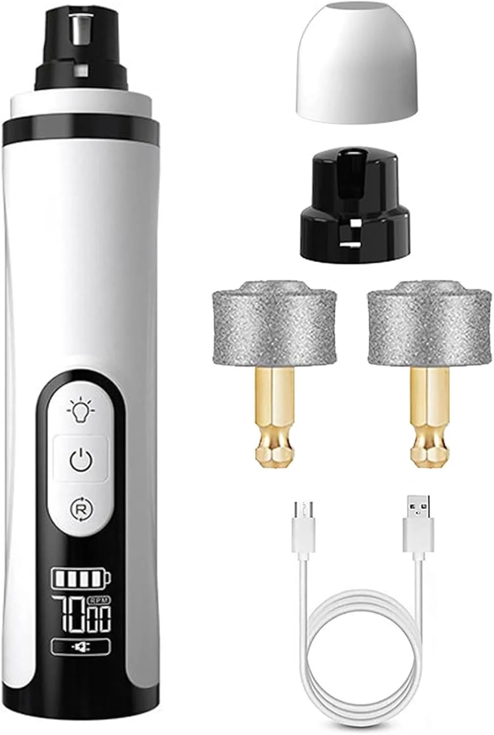 سوهان ناخن برقی سگ، دستگاه سوهان ناخن قابل شارژ گربه با چراغ LED | ابزار ارگونومیک پیرایش ناخن حیوانات خانگی برقی برای بچه گربه، توله سگ کوچک، متوسط و بزرگ