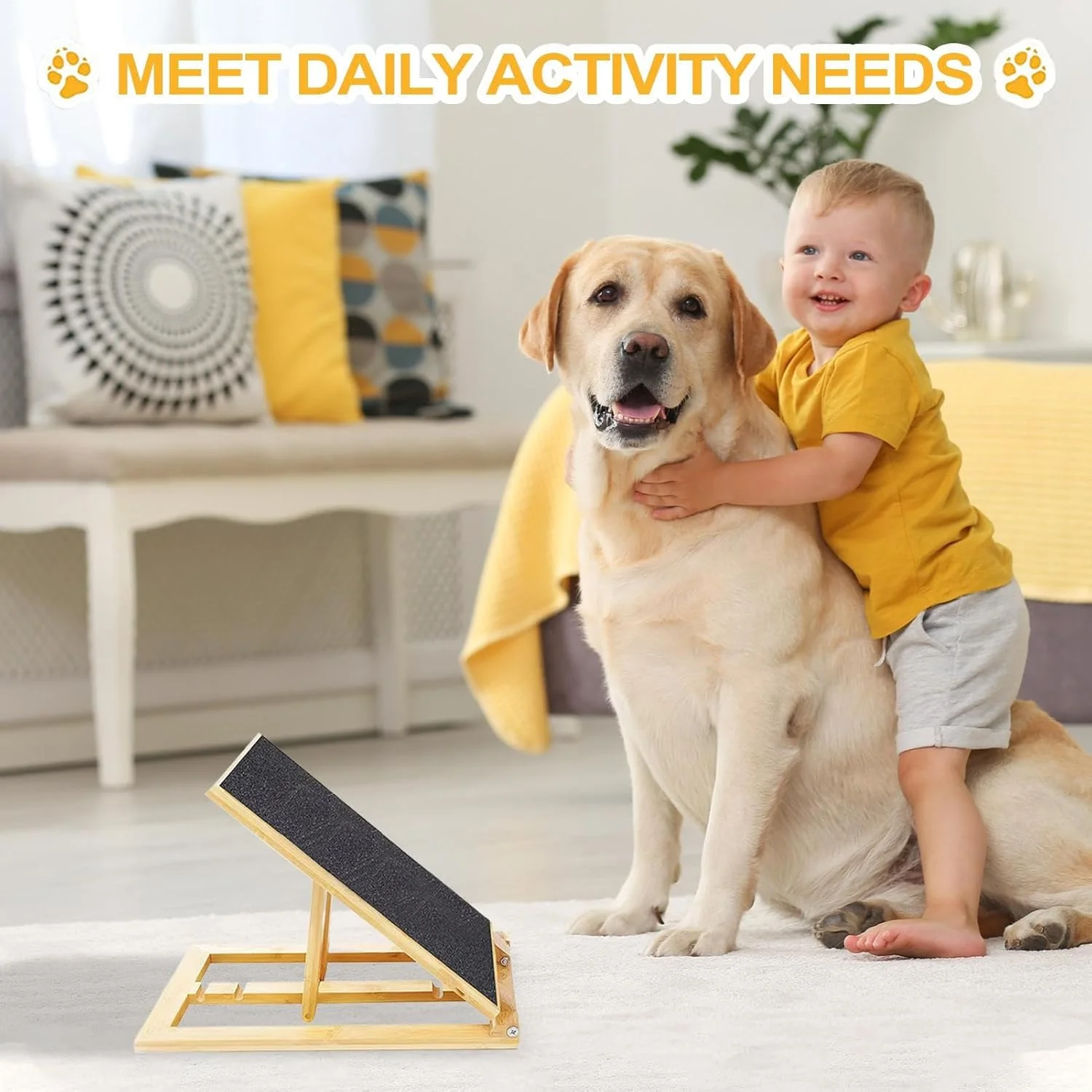 برد خراش چوبی سگ - برد خراش تاشو چوبی سگ، لوازم جانبی حیوانات خانگی برای مسافرت در فضای باز و داخل خانه، نگهداری از پنجه توله سگ و سگ مسن