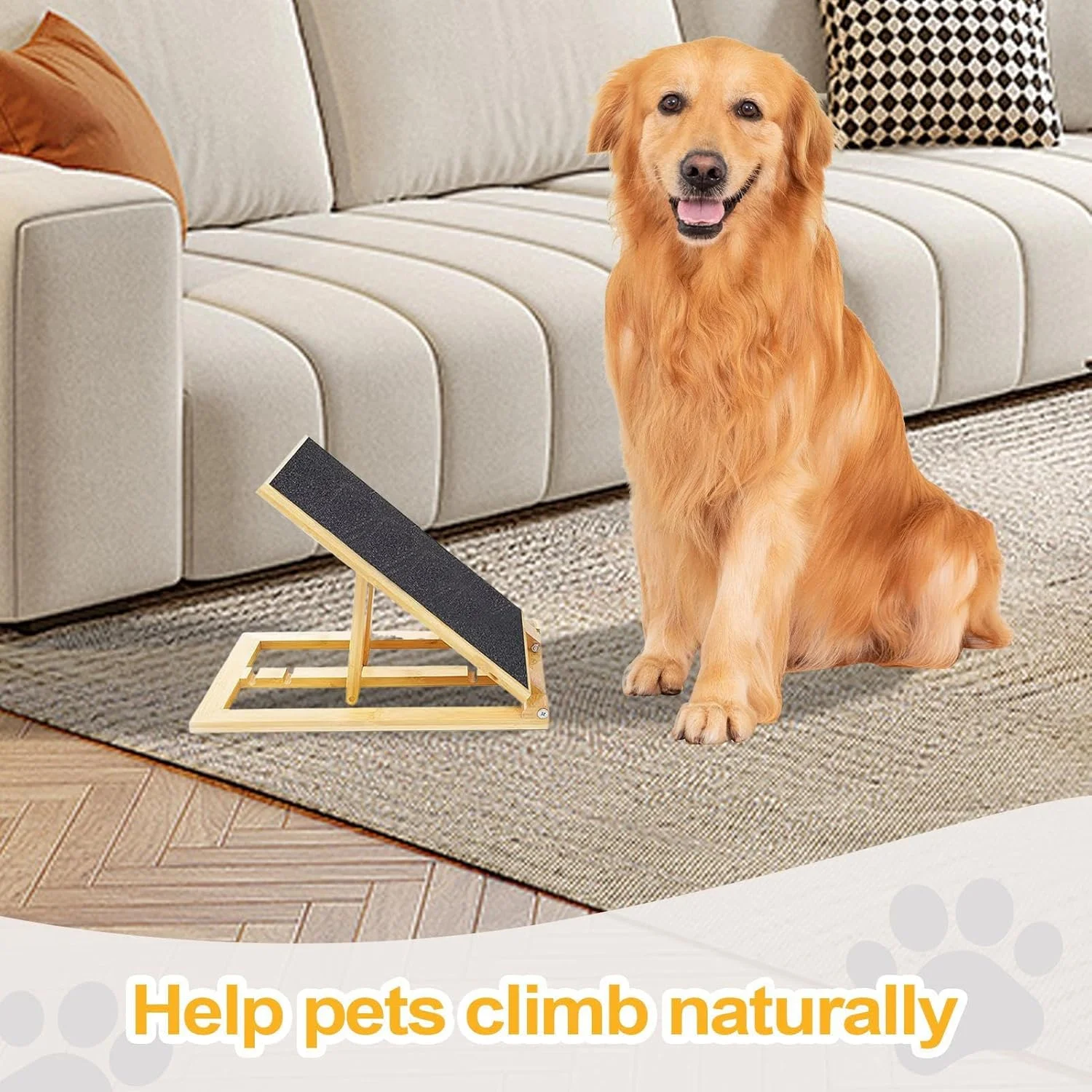 برد خراش چوبی سگ - برد خراش تاشو چوبی سگ، لوازم جانبی حیوانات خانگی برای مسافرت در فضای باز و داخل خانه، نگهداری از پنجه توله سگ و سگ مسن