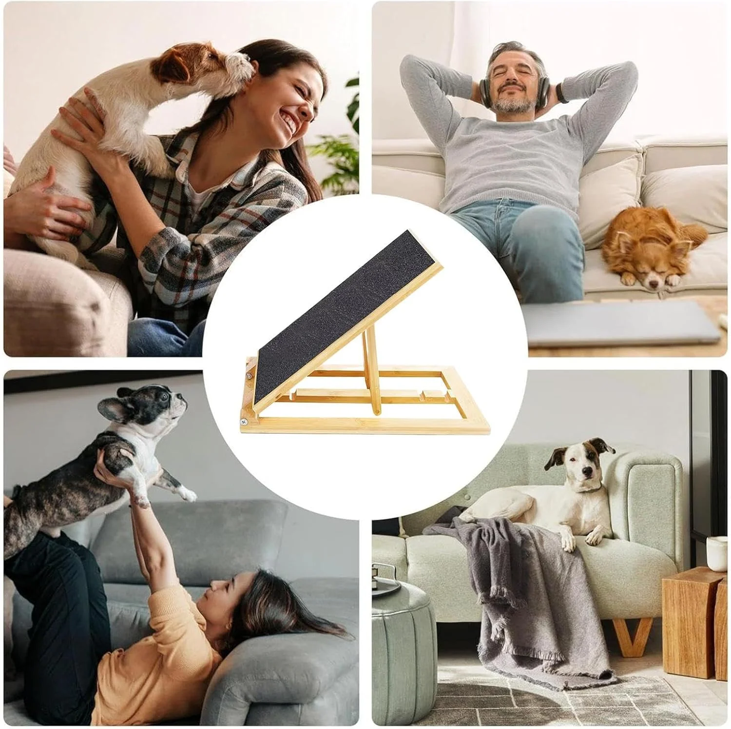 برد خراش چوبی سگ - برد خراش تاشو چوبی سگ، لوازم جانبی حیوانات خانگی برای مسافرت در فضای باز و داخل خانه، نگهداری از پنجه توله سگ و سگ مسن