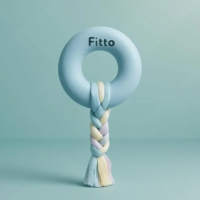 اسباب بازی طناب سگ فیتو با حلقه آبی 7x6.7 سانتی متر - اسباب بازی جویدنی و کشیدنی برای سگ های کوچک تا متوسط، تمیز کردن دندان توله سگ، بازی تعاملی