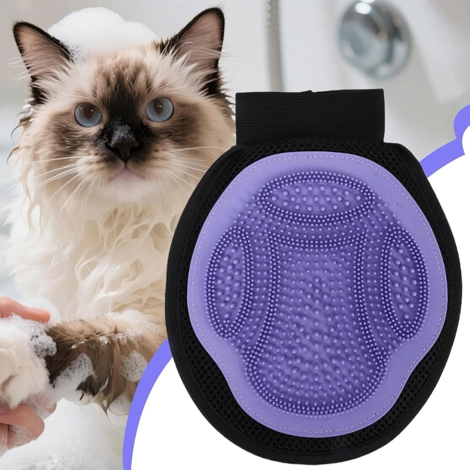 برس شستشوی سگ برای حمام - دستکش ماساژ تمیز کننده گربه | برس نظافت بچه گربه برای گربه ها سگ ها حمام خانگی آپارتمان فضای باز سرپوشیده مسافرت ساحل استخر