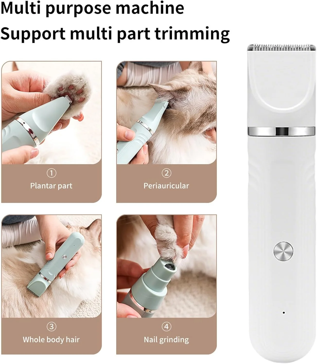 ماشین اصلاح موی سگ برای آرایش، ماشین اصلاح 4 در 1 سگ - ابزار قیچی برقی قابل تنظیم حرفه ای برای حمام گربه و توله سگ در خانه