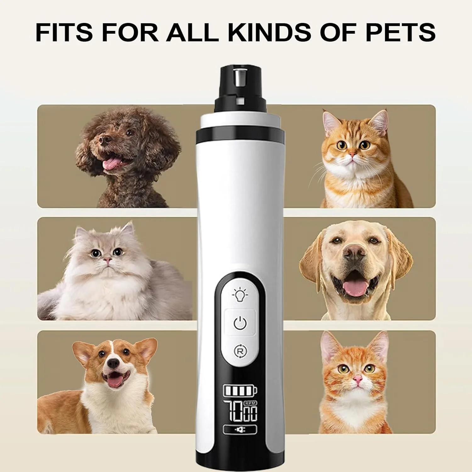 سوهان ناخن حیوانات خانگی برای سگ - دستگاه سوهان ناخن با چراغ LED برای گربه ها - ابزار آرایش ناخن برقی حیوانات خانگی ارگونومیک برای توله سگ و بچه گربه کوچک، متوسط و بزرگ سوهان ناخن حیوانات خانگی برای سگ - دستگاه سوهان ناخن با چراغ LED برای گربه ها - ابزار آرایش ناخن برقی حیوانات خانگی ارگونومیک برای توله سگ و بچه گربه کوچک، متوسط و بزرگ