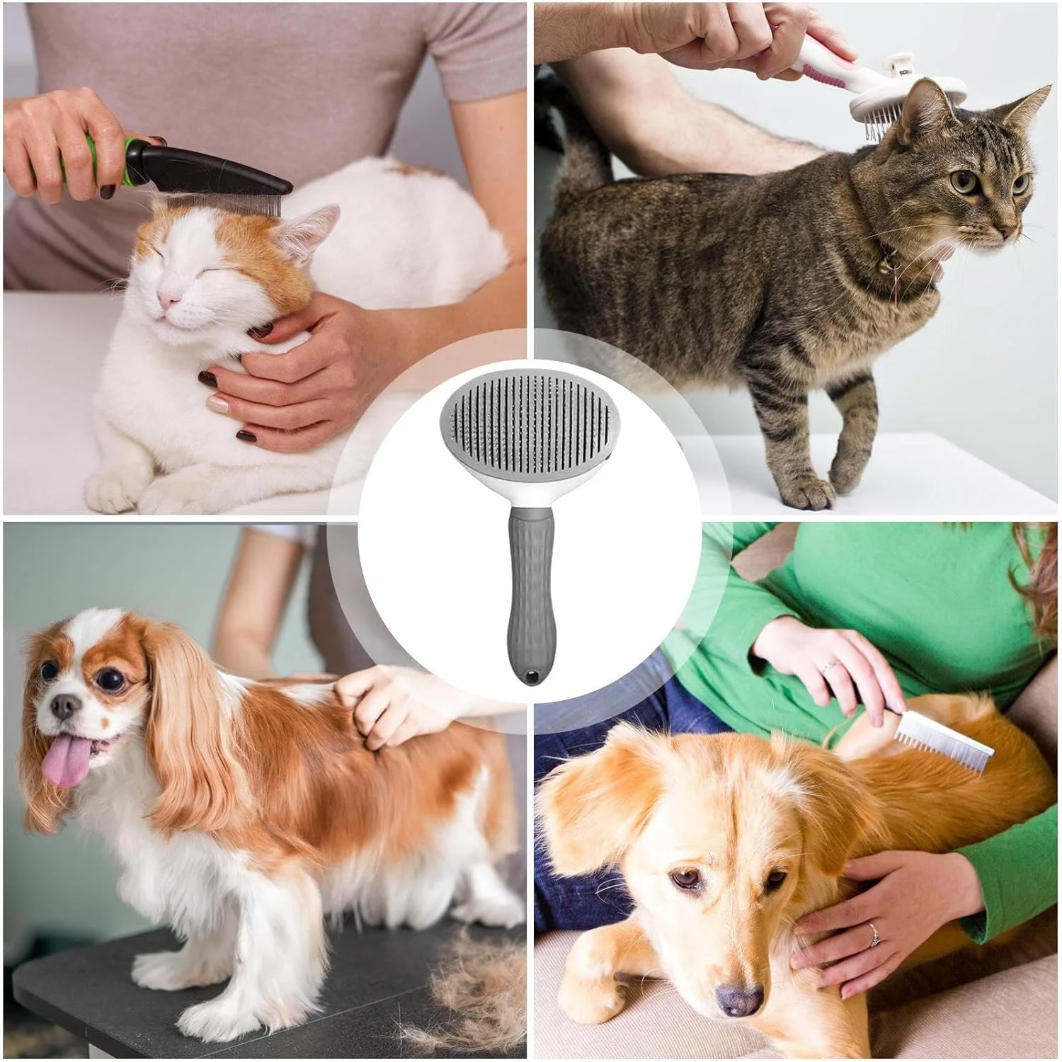 برس گربه برای ریزش مو - برس موی حیوانات خانگی با دکمه رهاسازی، شانه نظافت حیوانات خانگی برای گربه ها سگ ها داخل خانه حمام دوش فضای باز برس گربه برای ریزش مو - برس موی حیوانات خانگی با دکمه رهاسازی، شانه نظافت حیوانات خانگی برای گربه ها سگ ها داخل خانه حمام دوش فضای باز