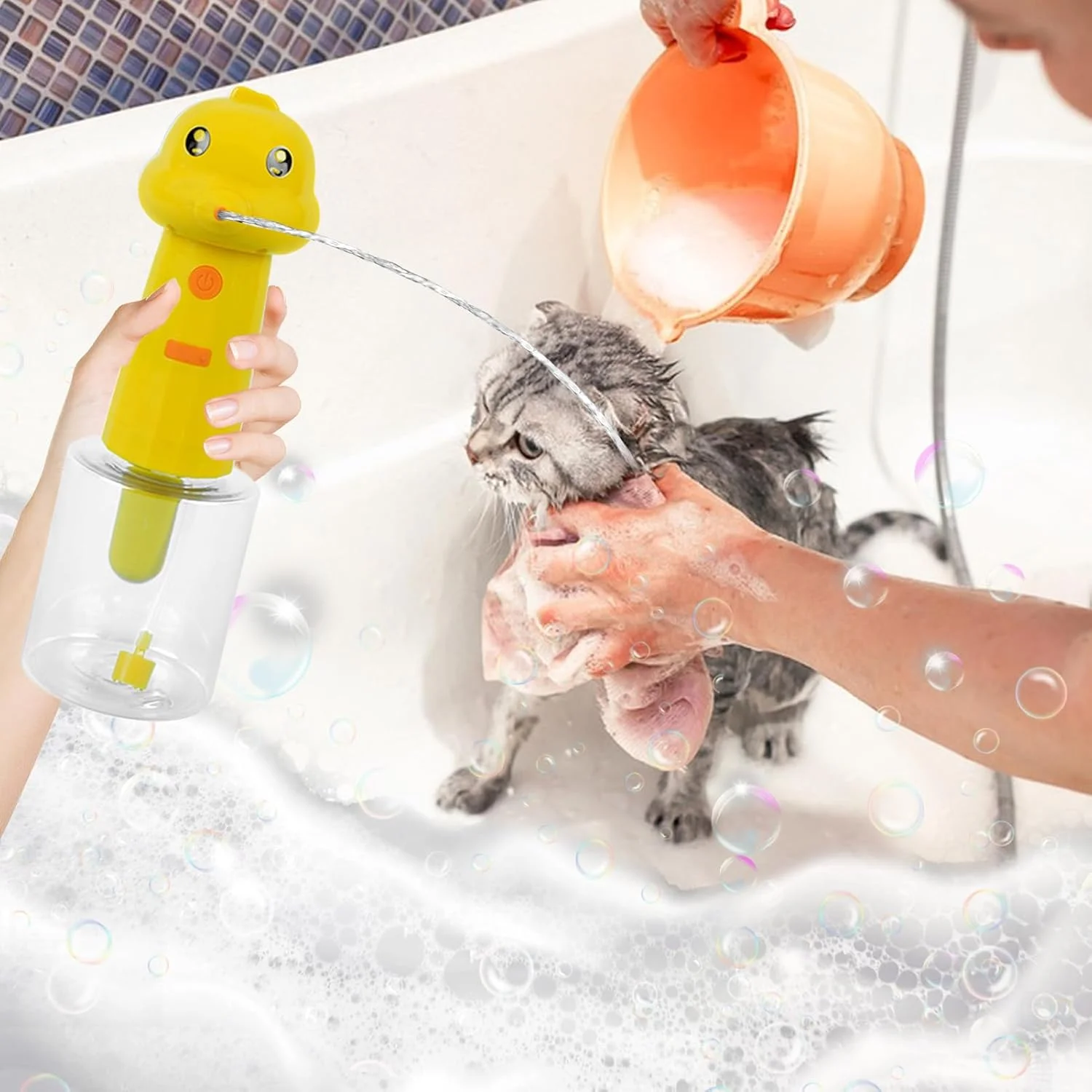 فوم ساز شامپو برای حمام سگ - اسپری حباب ساز شارژی، پخش کننده شامپو حیوانات خانگی، برای حمام، سینک آشپزخانه، توالت و حمام حیوانات خانگی فوم ساز شامپو برای حمام سگ - اسپری حباب ساز شارژی، پخش کننده شامپو حیوانات خانگی، برای حمام، سینک آشپزخانه، توالت و حمام حیوانات خانگی