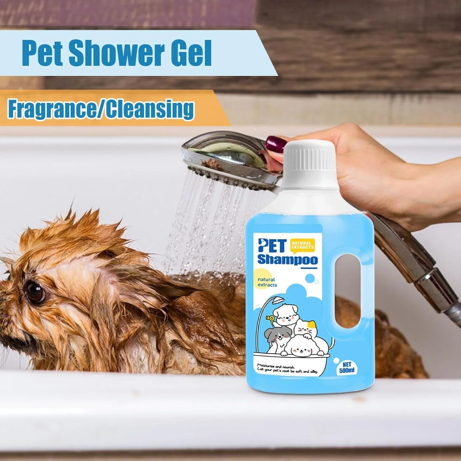 شامپو شستشوی سگ، نرم کننده 500 میلی لیتری | ژل حمام گربه، برای بچه گربه، توله سگ، پوست حساس خارش دار، از بین برنده بوی بد و لکه ادرار شامپو شستشوی سگ، نرم کننده 500 میلی لیتری | ژل حمام گربه، برای بچه گربه، توله سگ، پوست حساس خارش دار، از بین برنده بوی بد و لکه ادرار