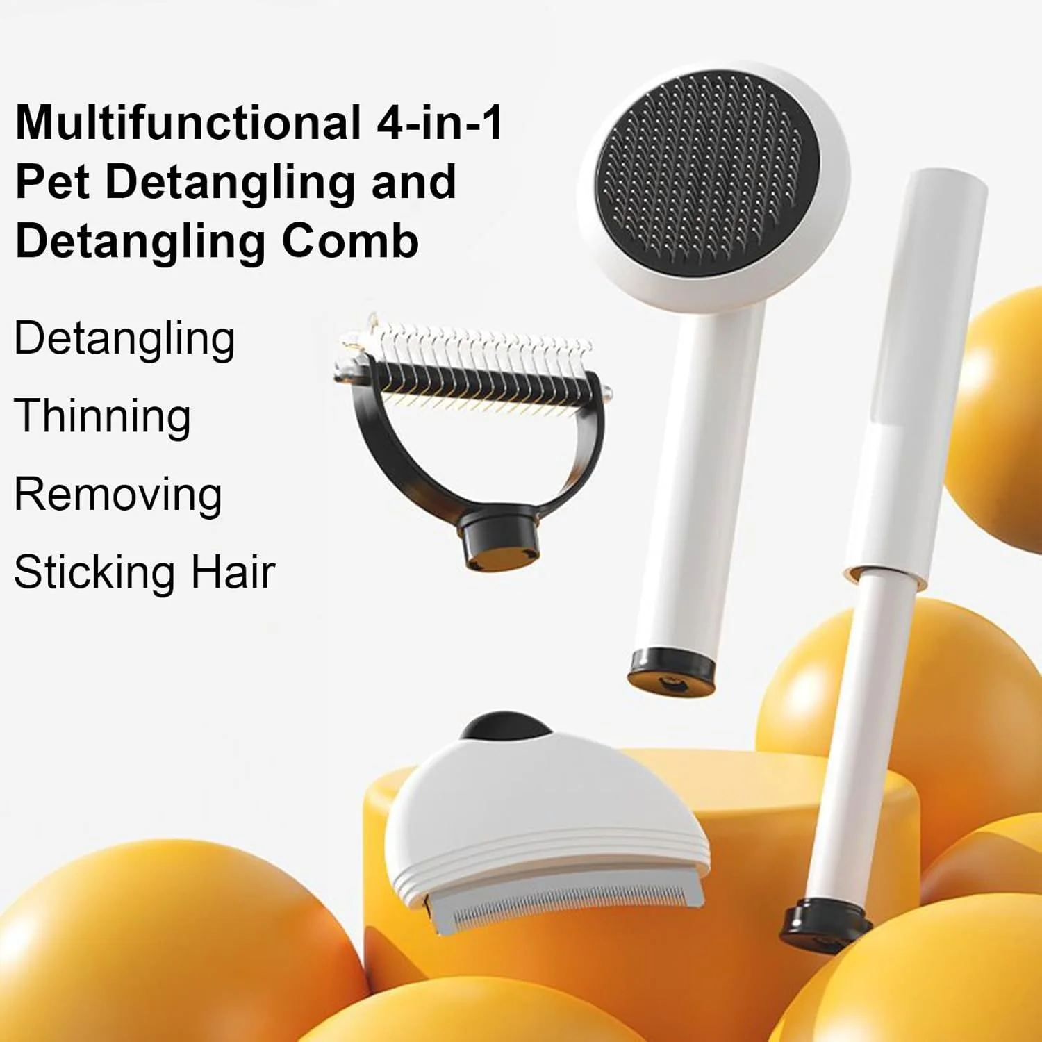 برس ریزش مو سگ - ست شانه حیوانات خانگی ارگونومیک 4 در 1، شانه گره باز کن بچه گربه - برای ریزش مو، حمام کردن، ماساژ سگ ها، گربه ها، سالن خانگی، داخل و خارج از منزل
