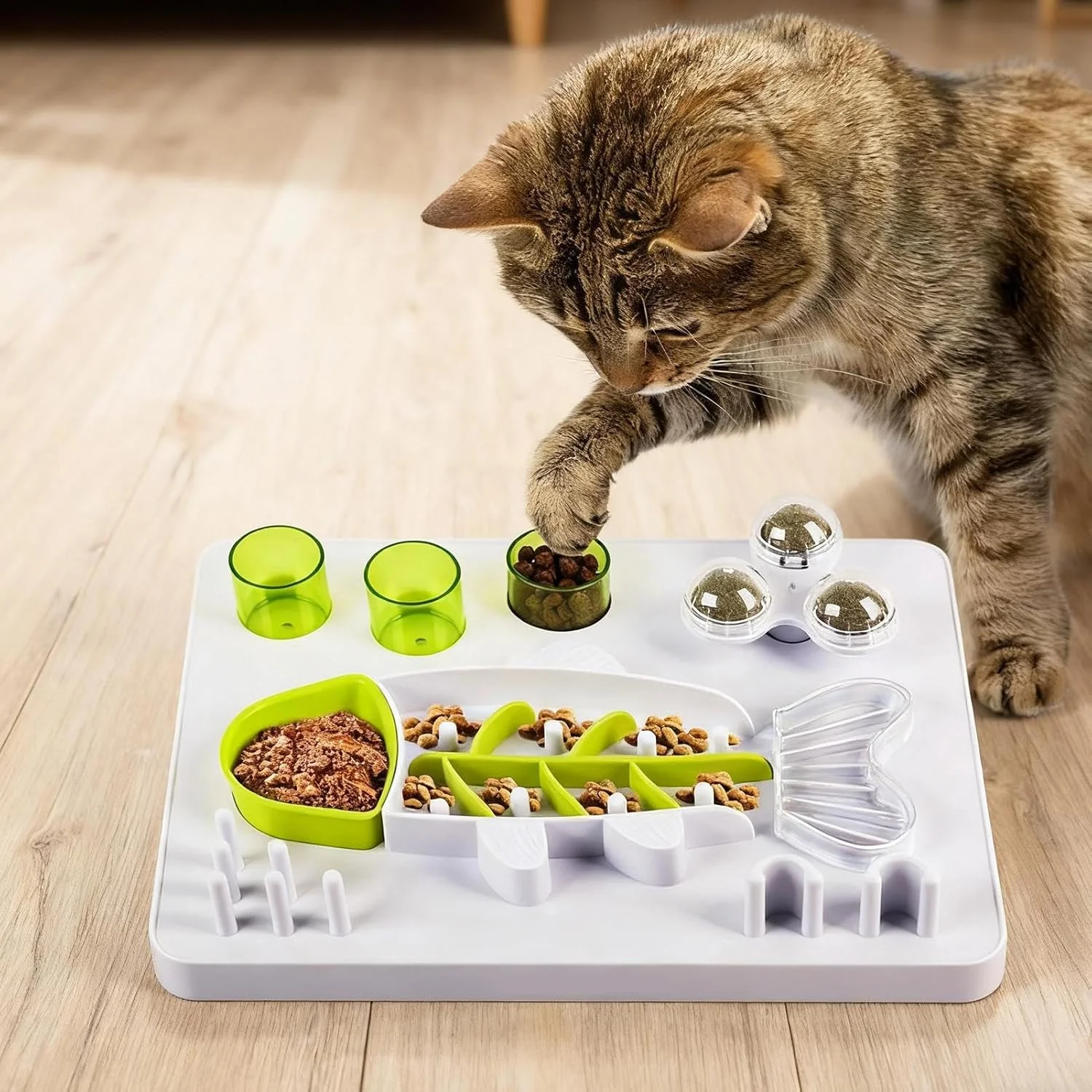 ظرف غذای سگ طرح مارپیچ - ظرف غذای سگ طرح ماهی برای کاهش سرعت غذا خوردن، دارای 3 توپ چرخان علف گربه، پایه ضد لغزش، اسباب بازی تشویقی برای رفع خستگی توله سگ، بچه گربه و گربه مناسب برای مسافرت در فضای باز ظرف غذای سگ طرح مارپیچ - ظرف غذای سگ طرح ماهی برای کاهش سرعت غذا خوردن، دارای 3 توپ چرخان علف گربه، پایه ضد لغزش، اسباب بازی تشویقی برای رفع خستگی توله سگ، بچه گربه و گربه مناسب برای مسافرت در فضای باز