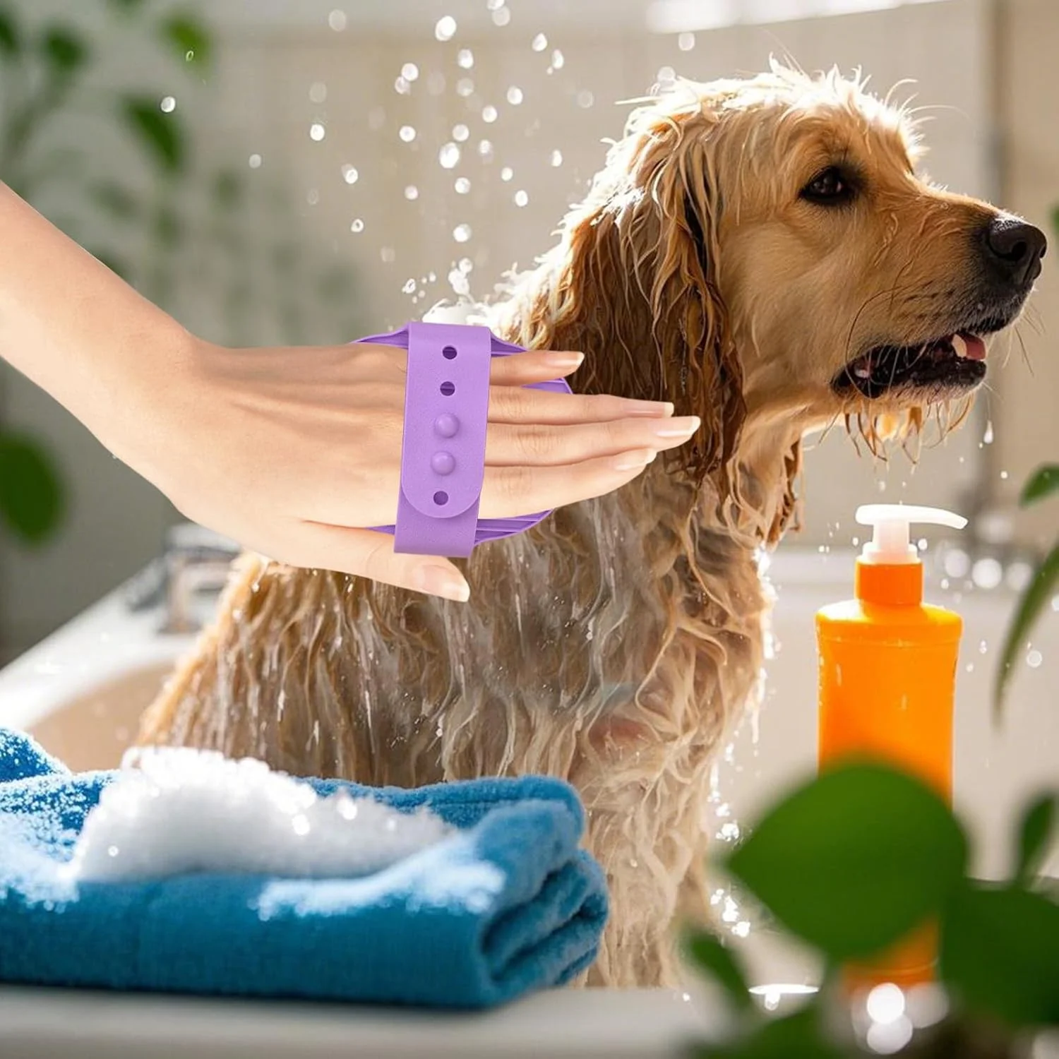 اسکرابر سگ برای حمام - شانه ماساژ راحت | برس دوش سگ، برای گربه ها، بچه گربه ها، راسوها، اسب ها، خرگوش ها، خوکچه های هندی، داخل و خارج از خانه