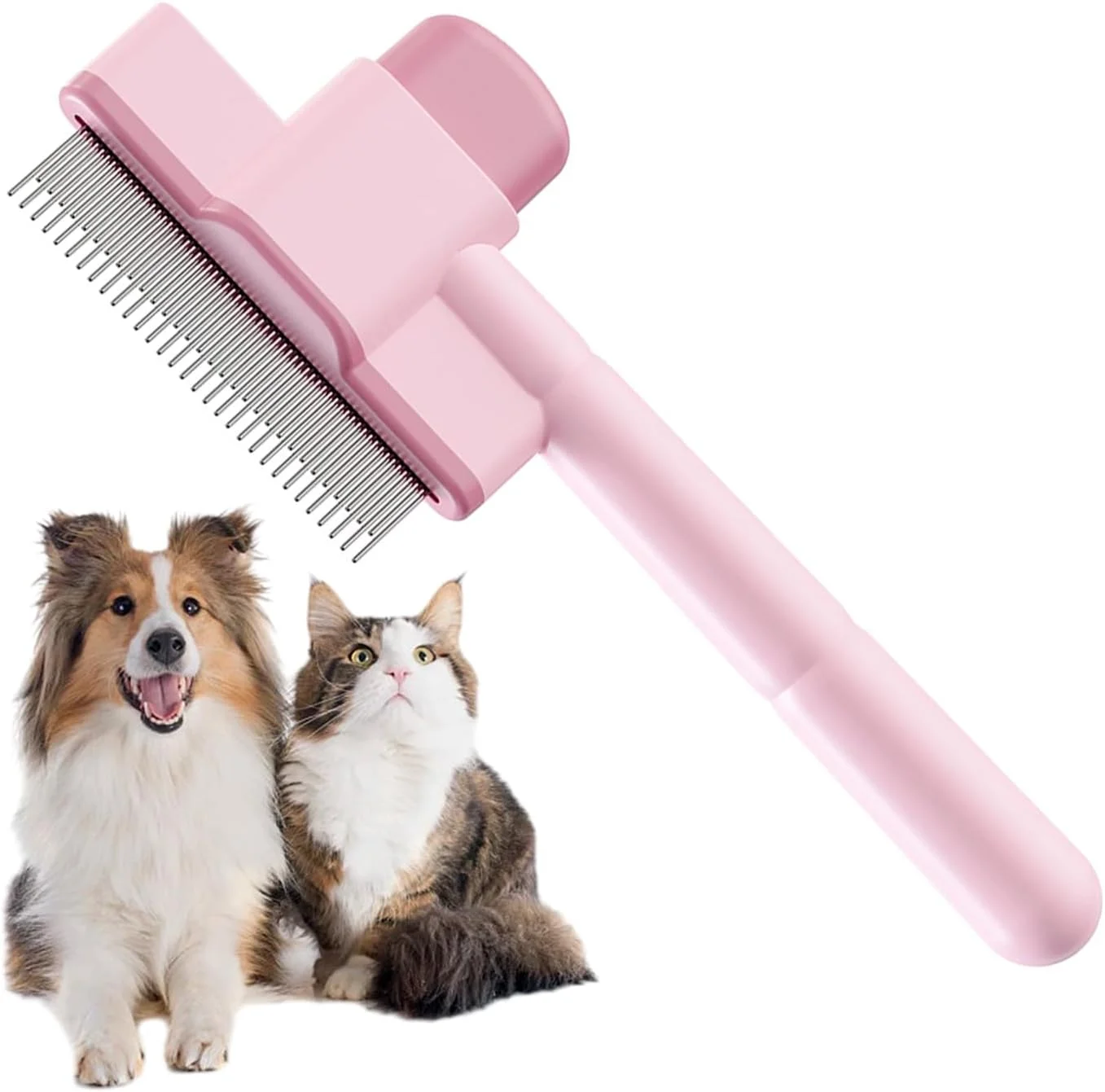 شانه حیوانات خانگی - برس مو زدایی با دسته ارگونومیک | شانه حیوانات خانگی برای گربه ها، برای حمام کردن، نظافت و ریزش موی حیوانات کوچک در محیط های داخلی شانه حیوانات خانگی - برس مو زدایی با دسته ارگونومیک | شانه حیوانات خانگی برای گربه ها، برای حمام کردن، نظافت و ریزش موی حیوانات کوچک در محیط های داخلی