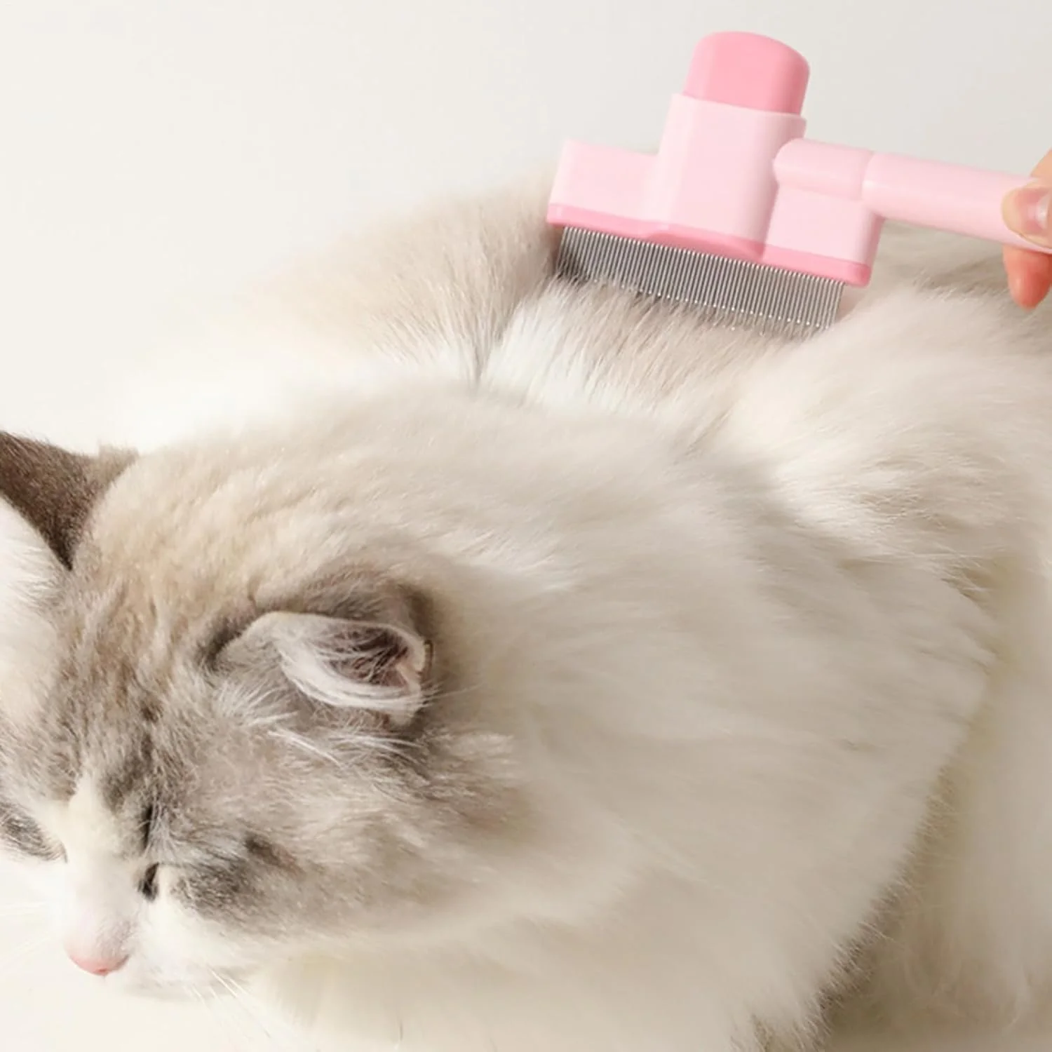 برس گربه | برس مو زدایی با دسته ارگونومیک | برس حیوانات خانگی برای گربه ها - برای حمام کردن، نظافت حیوانات کوچک، ریزش مو در محیط داخلی و تمیز کردن