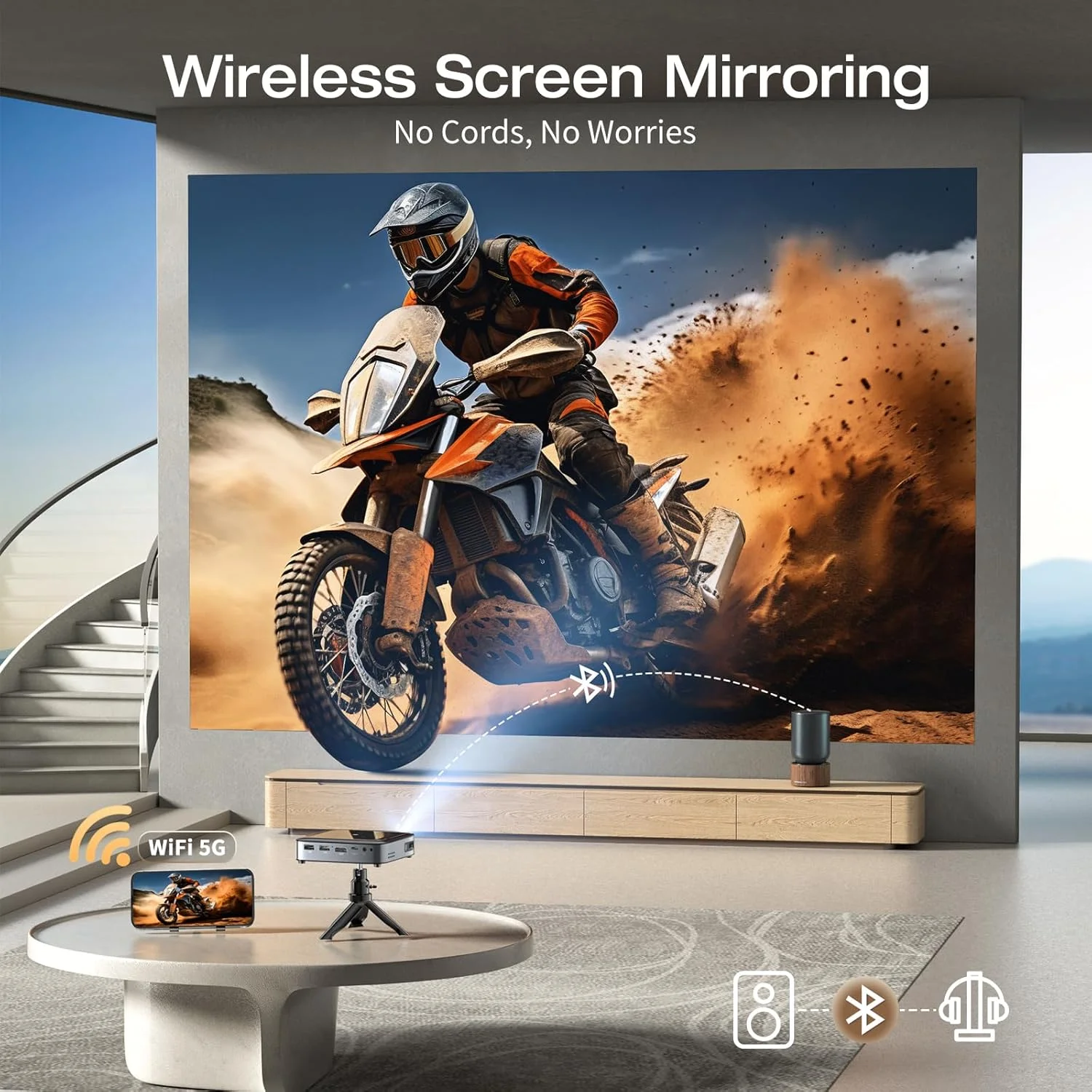 پروژکتور مینی وای فای بلوتوث GooDee - پروژکتور DLP 4K با پشتیبانی از 1080P، پروژکتور جیبی پیکو فیلم با سه پایه، ویدئو قابل حمل در فضای باز با باتری قابل شارژ، پرتاب کوتاه برای آیفون/اندروید پروژکتور مینی وای فای بلوتوث GooDee - پروژکتور DLP 4K با پشتیبانی از 1080P، پروژکتور جیبی پیکو فیلم با سه پایه، ویدئو قابل حمل در فضای باز با باتری قابل شارژ، پرتاب کوتاه برای آیفون/اندروید