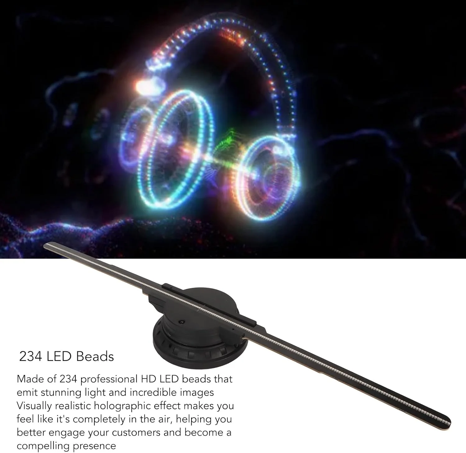 پروژکتور فن هولوگرام سه بعدی Goshyda، 16.9 اینچ فن پروژکتور هولوگرافی LED وای فای بلوتوث با 234 مهره LED، نمایشگر متحرک با رزولوشن 800x480، برای فروشگاه های تجاری، مغازه ها، تعطیلات (UK پروژکتور فن هولوگرام سه بعدی Goshyda، 16.9 اینچ فن پروژکتور هولوگرافی LED وای فای بلوتوث با 234 مهره LED، نمایشگر متحرک با رزولوشن 800x480، برای فروشگاه های تجاری، مغازه ها، تعطیلات (UK