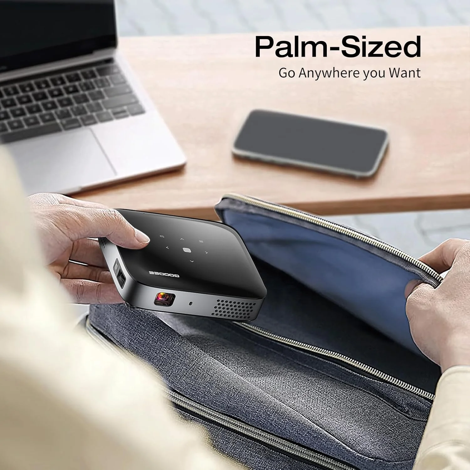 پروژکتور مینی وای فای بلوتوث GooDee - پروژکتور DLP 4K با پشتیبانی از 1080P، پروژکتور جیبی پیکو فیلم با سه پایه، ویدئو قابل حمل در فضای باز با باتری قابل شارژ، پرتاب کوتاه برای آیفون/اندروید پروژکتور مینی وای فای بلوتوث GooDee - پروژکتور DLP 4K با پشتیبانی از 1080P، پروژکتور جیبی پیکو فیلم با سه پایه، ویدئو قابل حمل در فضای باز با باتری قابل شارژ، پرتاب کوتاه برای آیفون/اندروید