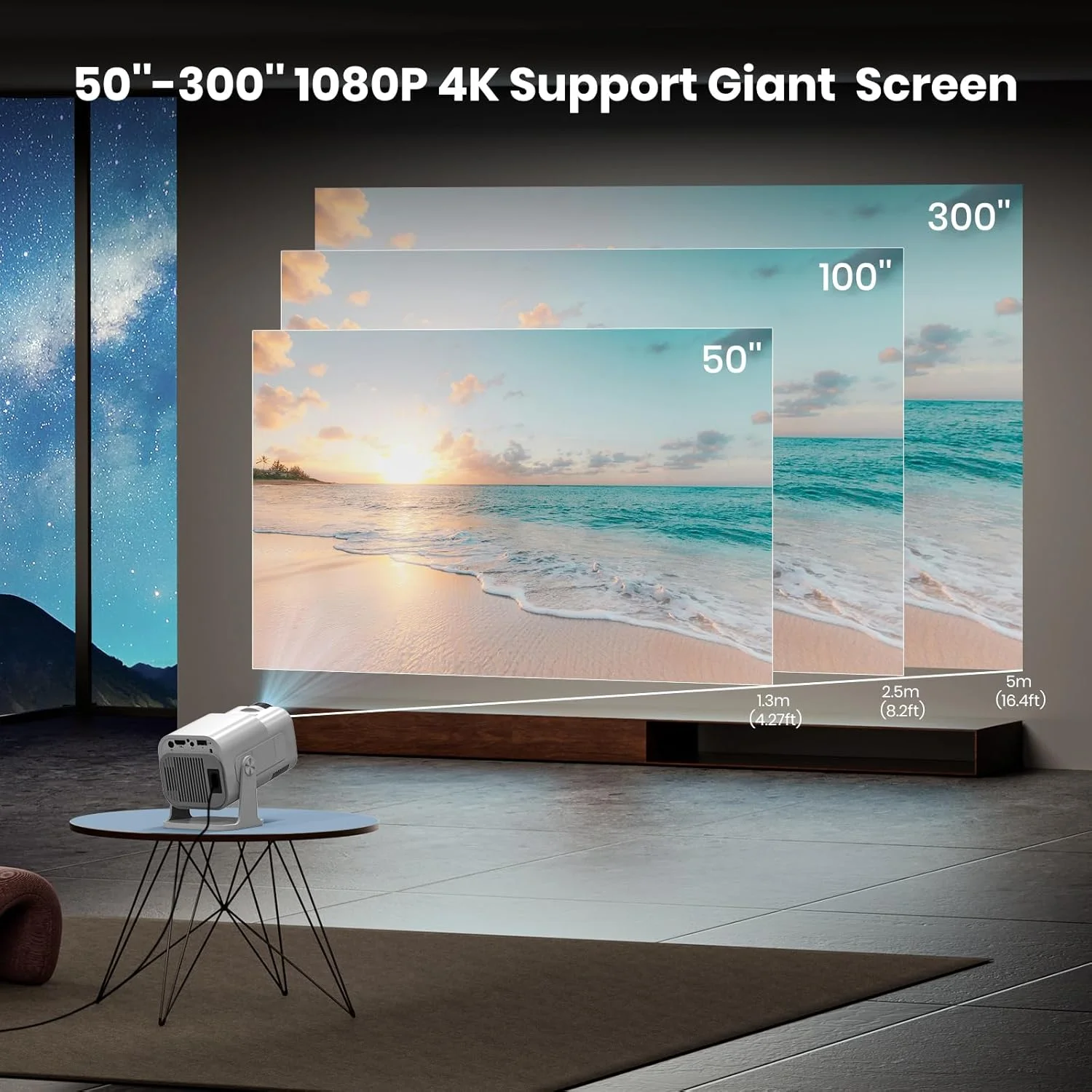 پروژکتور 4K وای فای بلوتوث Gaimoo، پروژکتور مینی قابل حمل 1080P، استفاده یک کلیکی از نتفلیکس/یوتیوب/پرایم ویدیو/D+، پروژکتور هوشمند برای پروژکتور 4K وای فای بلوتوث Gaimoo، پروژکتور مینی قابل حمل 1080P، استفاده یک کلیکی از نتفلیکس/یوتیوب/پرایم ویدیو/D+، پروژکتور هوشمند برای