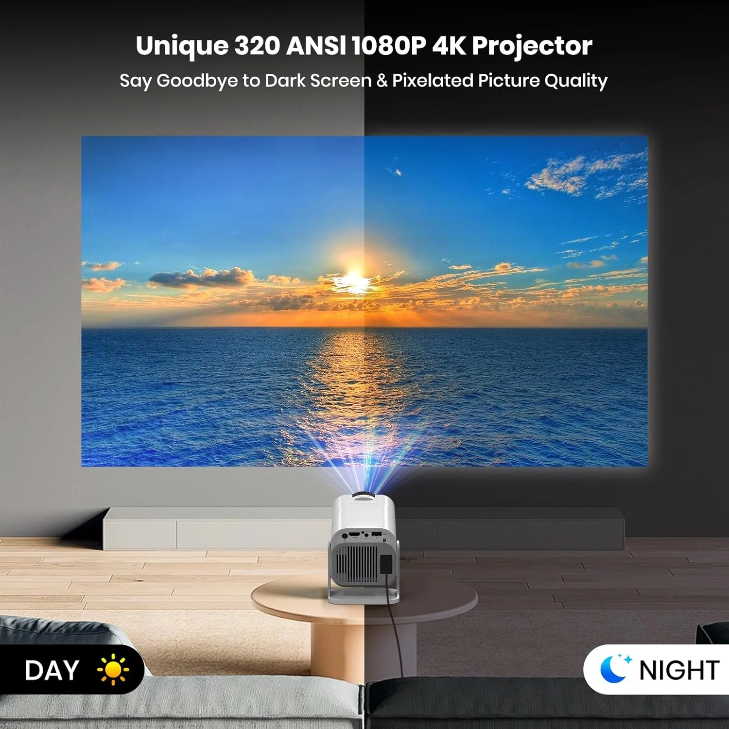 پروژکتور 4K وای فای بلوتوث Gaimoo، پروژکتور مینی قابل حمل 1080P، استفاده یک کلیکی از نتفلیکس/یوتیوب/پرایم ویدیو/D+، پروژکتور هوشمند برای پروژکتور 4K وای فای بلوتوث Gaimoo، پروژکتور مینی قابل حمل 1080P، استفاده یک کلیکی از نتفلیکس/یوتیوب/پرایم ویدیو/D+، پروژکتور هوشمند برای