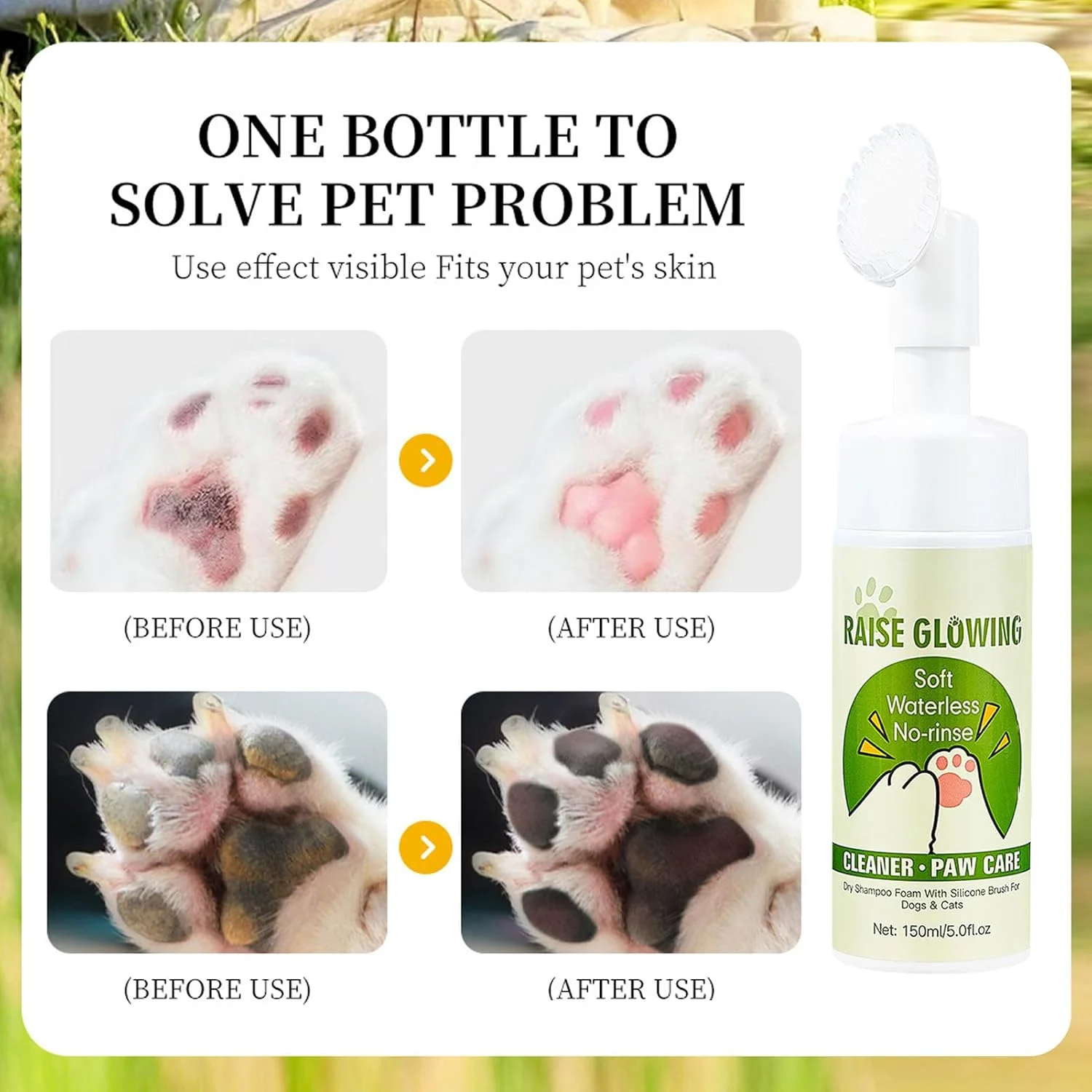 تمیز کننده پای سگ - شوینده مرطوب کننده فوم دار | شوینده پنجه توله سگ | برای حمام کردن در سفر، نظافت منزل، آراستگی، پیاده روی و روتین روزانه در فضای باز