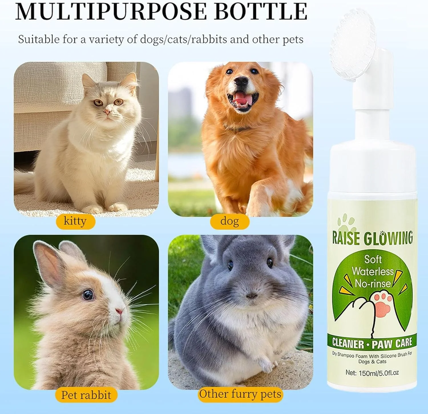 تمیز کننده پای سگ - شوینده مرطوب کننده فوم دار | شوینده پنجه توله سگ | برای حمام کردن در سفر، نظافت منزل، آراستگی، پیاده روی و روتین روزانه در فضای باز