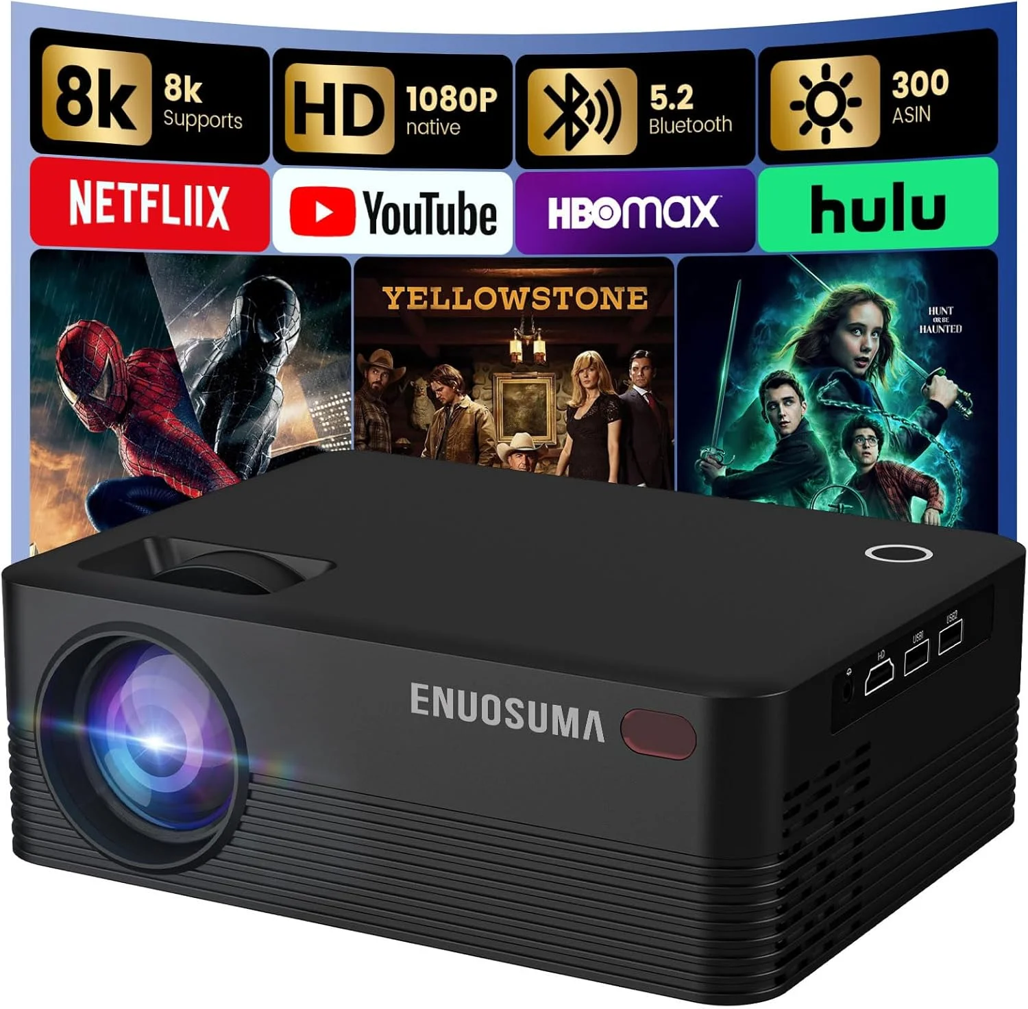 پروژکتور مینی ENUOSUMA مدل H5، پروژکتور ویدئویی قابل حمل با WiFi و بلوتوث، پروژکتور فیلم پشتیبانی از 8K با سیستم عامل اندروید، تصحیح خودکار کیستون، پروژکتور ویدئویی صفحه نمایش 40 تا 200 اینچ، همراه با کابل HDMI پروژکتور مینی ENUOSUMA مدل H5، پروژکتور ویدئویی قابل حمل با WiFi و بلوتوث، پروژکتور فیلم پشتیبانی از 8K با سیستم عامل اندروید، تصحیح خودکار کیستون، پروژکتور ویدئویی صفحه نمایش 40 تا 200 اینچ، همراه با کابل HDMI