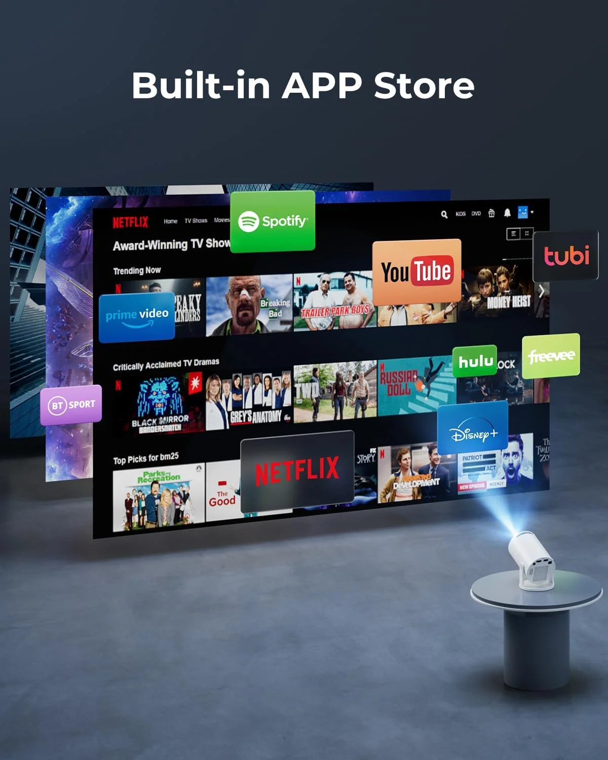 پروژکتور مینی قابل حمل ELEPHAS WiFi Bluetooth – پروژکتور فیلم 10000 لومن با تصحیح خودکار کیستون و چرخش 180 درجه، پروژکتور ویدئویی 1080P سازگار با TV Stick، تلفن هوشمند، HDMI، USB