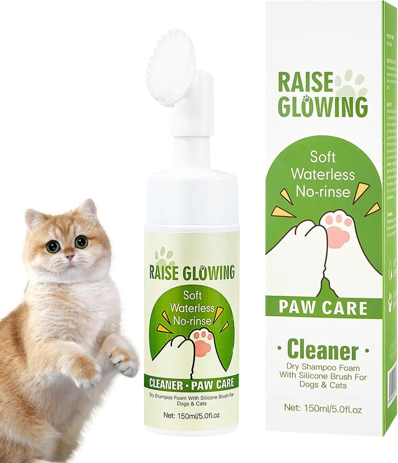 تمیز کننده پنجه سگ، تمیز کننده فوم مرطوب کننده | شوینده ملایم پنجه سگ | برای حمام کردن در سفر، نظافت منزل، نظافت، پیاده روی، روتین روزانه در فضای باز