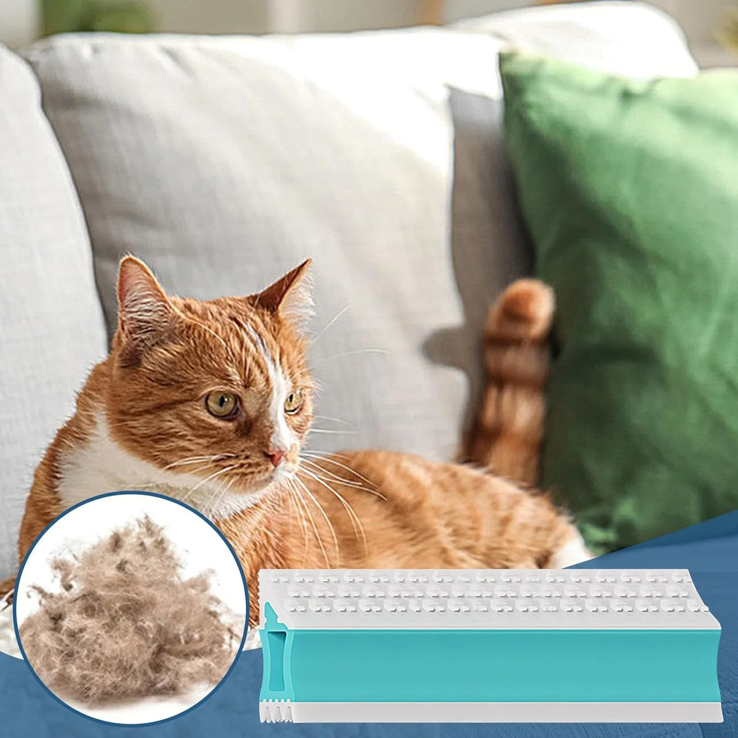 فرچه مو جمع کن فرش | اسکرابر دو طرفه قابل استفاده مجدد، از بین برنده موی سگ و حیوانات خانگی از لباس و مبلمان | مناسب برای تخت، فرش، ماشین، مبلمان، مبل، خانه