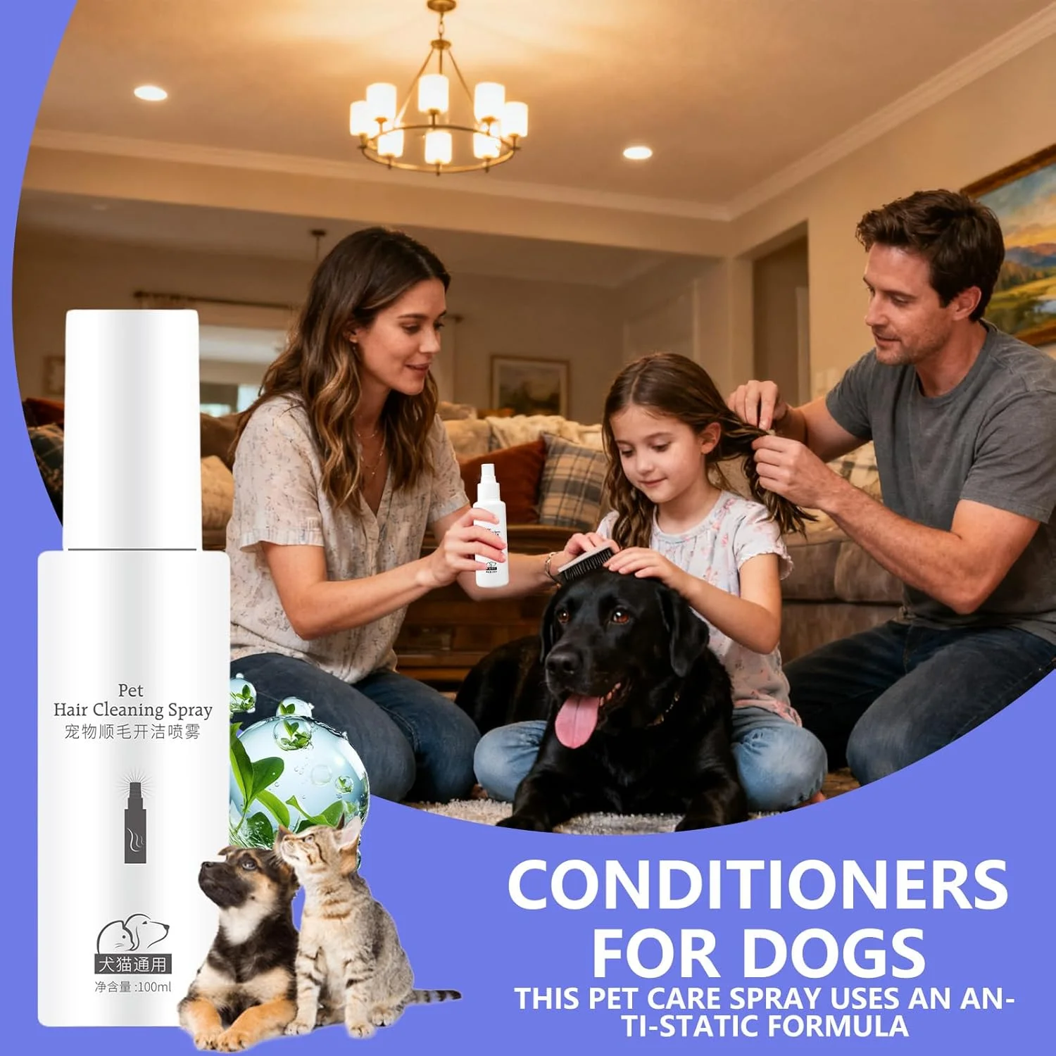 اسپری نرم کننده مو سگ - 100 میلی لیتر نرم کننده موی گره خورده - خوشبو کننده موی توله سگ | برای گربه ها و سگ ها، حمام حیوانات خانگی، نظافت در خانه اسپری نرم کننده مو سگ - 100 میلی لیتر نرم کننده موی گره خورده - خوشبو کننده موی توله سگ | برای گربه ها و سگ ها، حمام حیوانات خانگی، نظافت در خانه