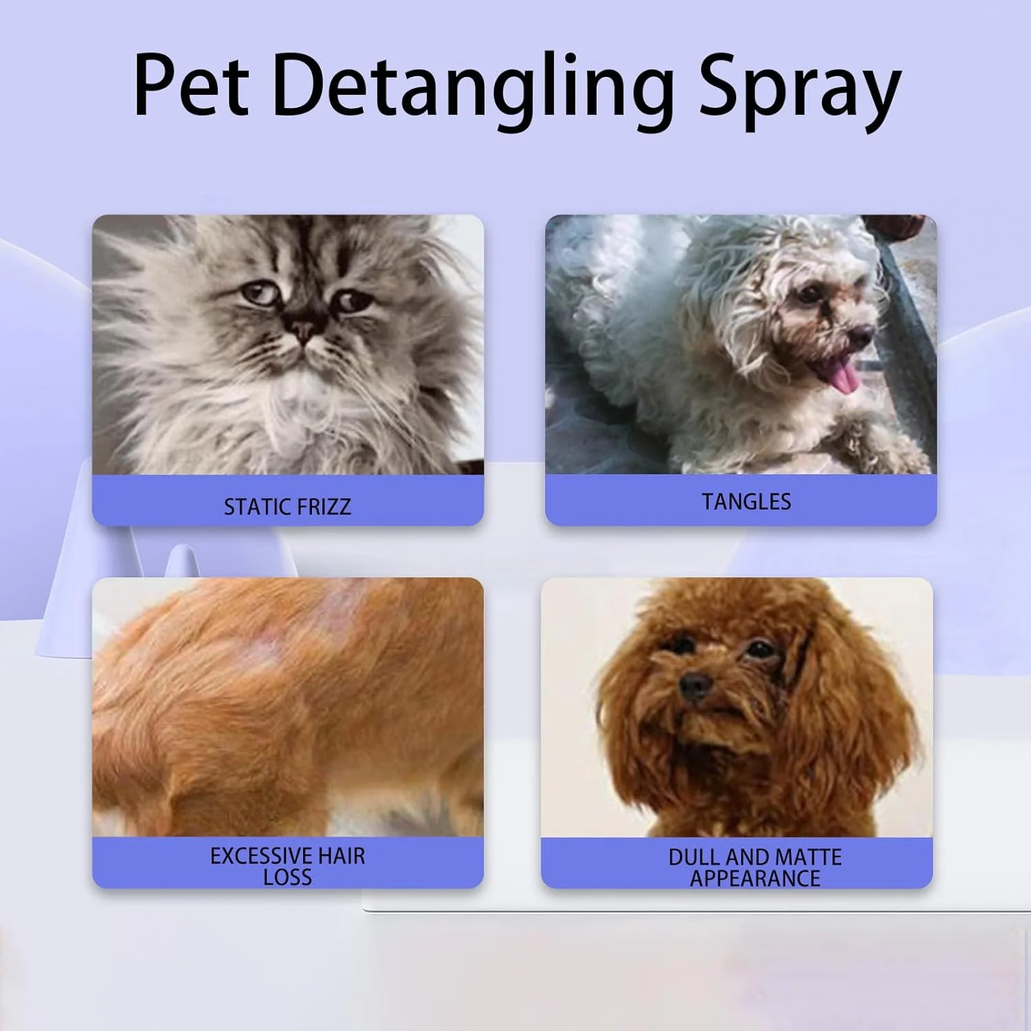 اسپری نرم کننده مو سگ - 100 میلی لیتر نرم کننده موی گره خورده - خوشبو کننده موی توله سگ | برای گربه ها و سگ ها، حمام حیوانات خانگی، نظافت در خانه اسپری نرم کننده مو سگ - 100 میلی لیتر نرم کننده موی گره خورده - خوشبو کننده موی توله سگ | برای گربه ها و سگ ها، حمام حیوانات خانگی، نظافت در خانه