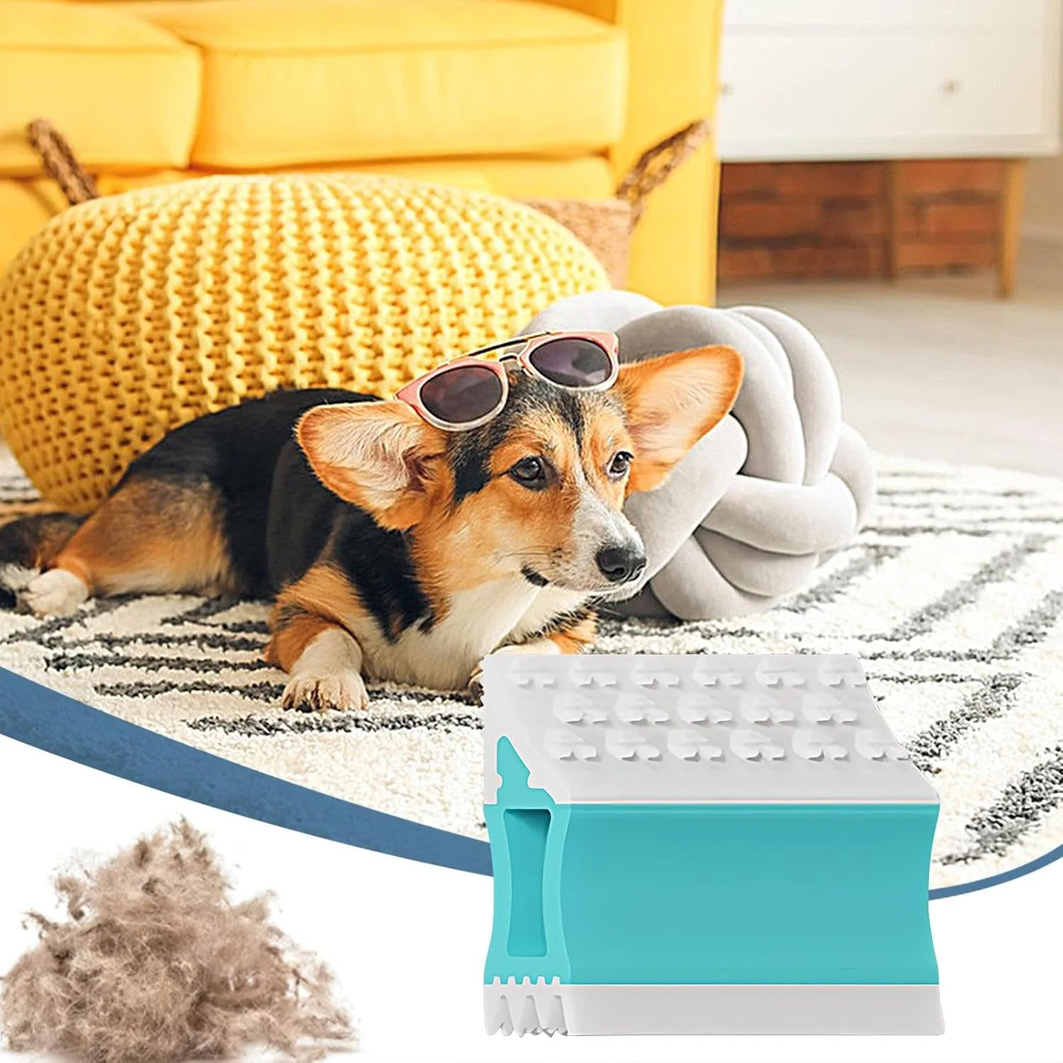 ابزار حذف موی سگ، برس نظافت دو طرفه قابل استفاده مجدد - برس حذف موی لباس | برای رختخواب، فرش، ماشین، مبلمان، مبل، خانه ابزار حذف موی سگ، برس نظافت دو طرفه قابل استفاده مجدد - برس حذف موی لباس | برای رختخواب، فرش، ماشین، مبلمان، مبل، خانه