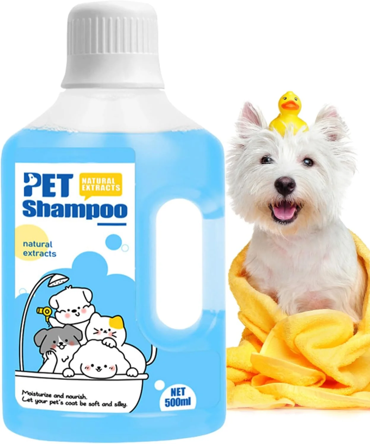 شامپو سگ، شوینده بدن 500 میلی لیتر - شامپو پاک کننده سگ | برای بچه گربه، توله سگ، پوست خشک حساس و خارش دار، حمام، لکه ادرار و رفع بو