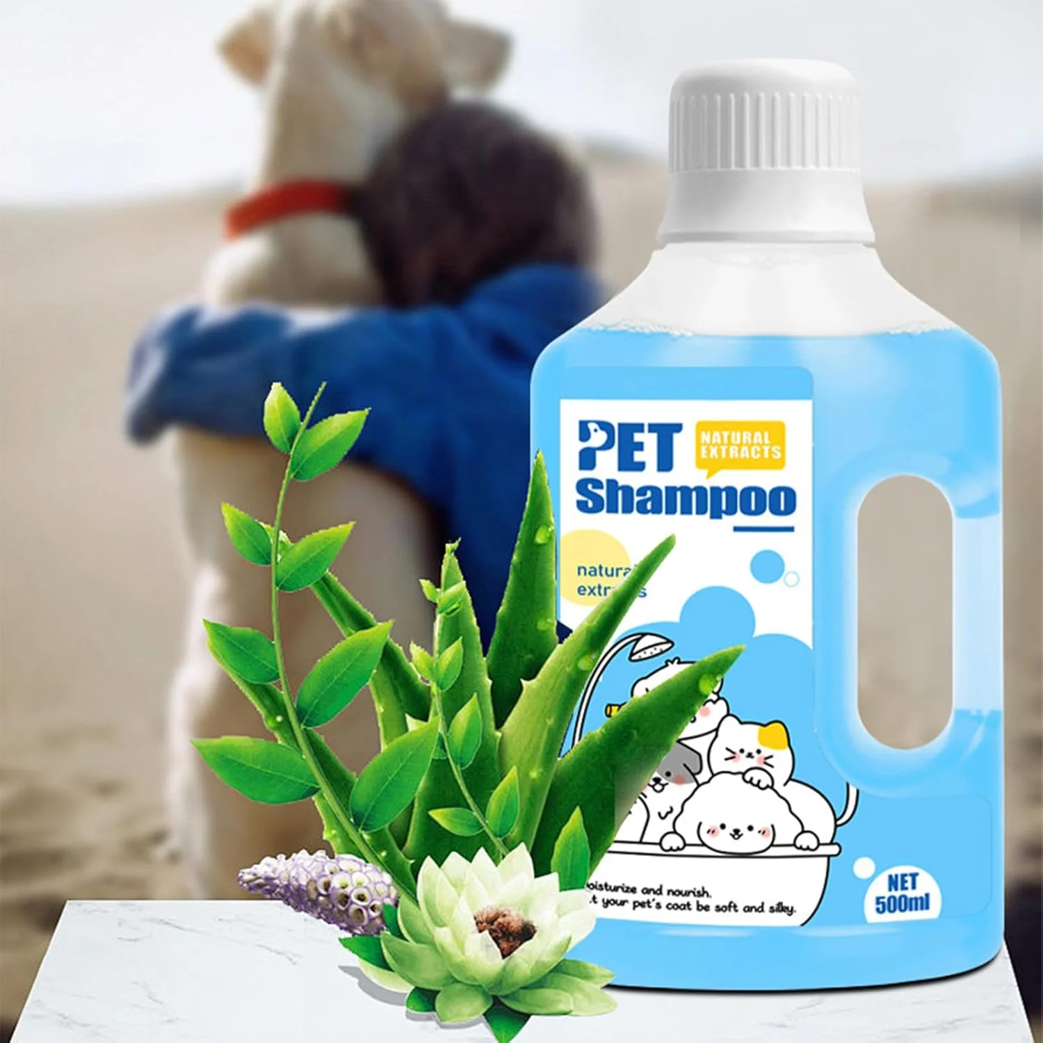 شامپو سگ | پاک کننده بدن 500 میلی لیتر - ژل حمام گربه | برای بچه گربه توله سگ پوست خشک حساس خارش دار لکه ادرار