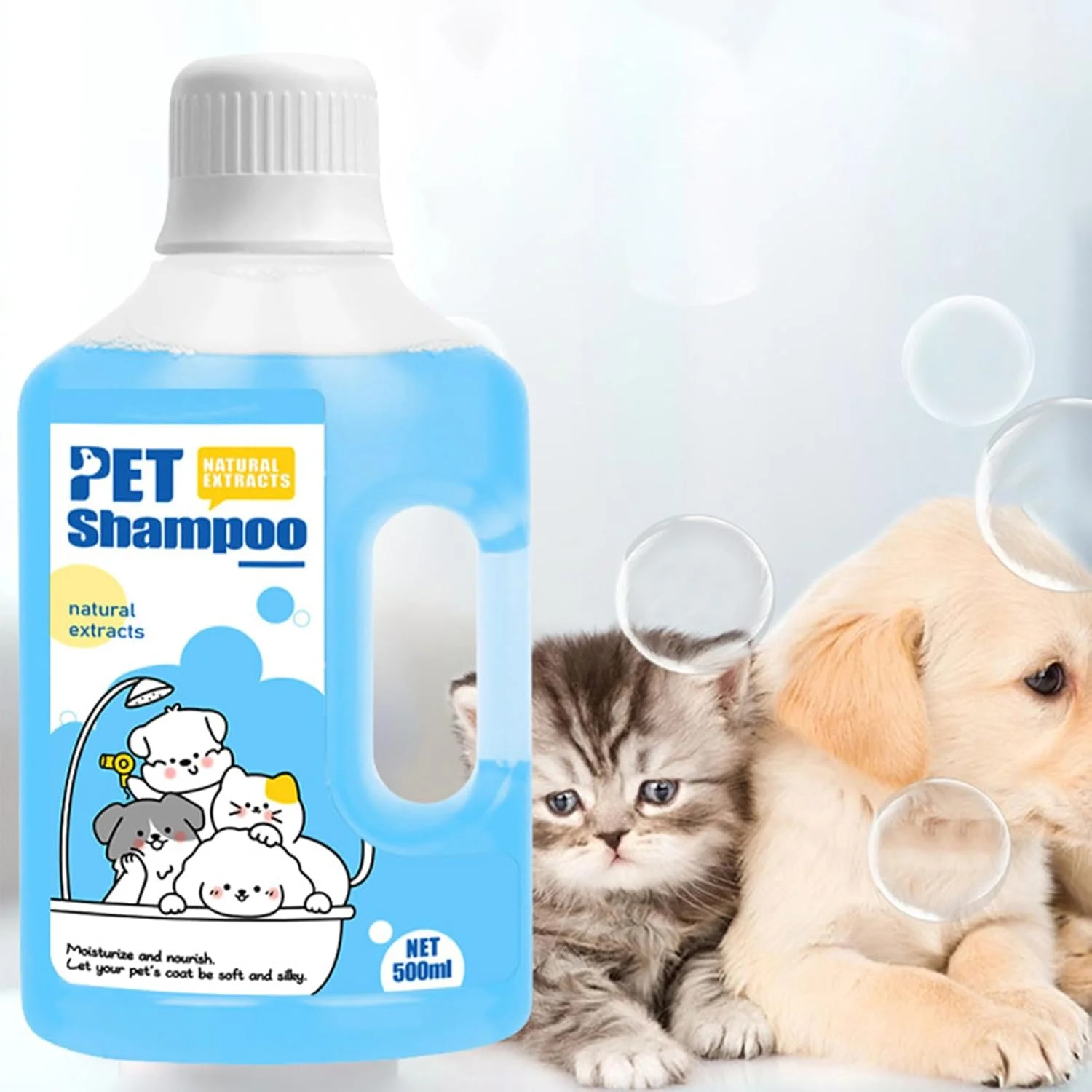 شامپو حیوانات خانگی برای سگ | نرم کننده 500 میلی لیتری | شامپو پاک کننده سگ | برای بچه گربه، توله سگ، پوست خشک، حساس و خارش دار، از بین برنده بوی بد، حمام، لکه ادرار