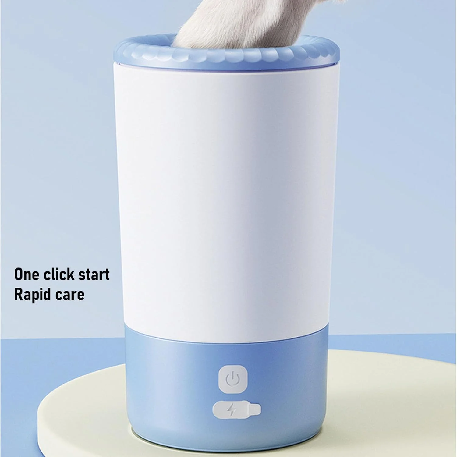 دستگاه شستشوی برقی پای حیوانات خانگی سوراندی، فنجان تمیز کننده خودکار پای سگ با طراحی پلاستیکی ایمن و شروع با یک کلیک، تمیز کننده قابل حمل برای سگ ها و گربه ها (آبی)