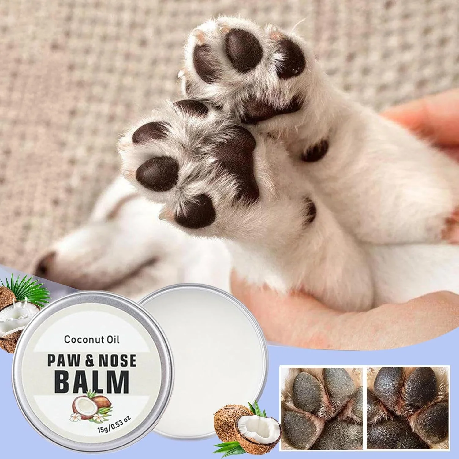 کرم پنجه برای سگ ها و گربه ها، مرطوب کننده پدهای خشک | کرم بالم مرطوب کننده و تسکین دهنده برای مراقبت از پا، محافظت از پنجه، آبرسانی و راحتی بینی حیوانات خانگی