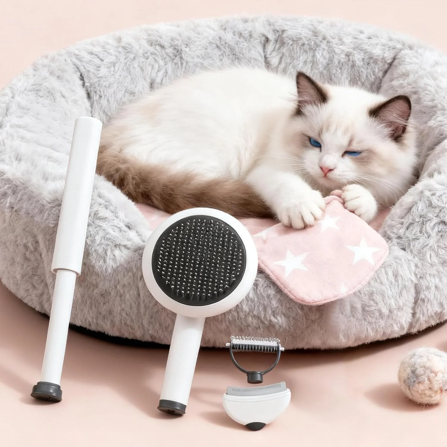 برس ریزش موی گربه، ست شانه ماساژ 4 در 1 توله سگ | شانه سوزنی توله سگ | برای ریزش مو، حمام کردن، ماساژ سگ ها، گربه ها، منزل، سالن، داخل و خارج از منزل