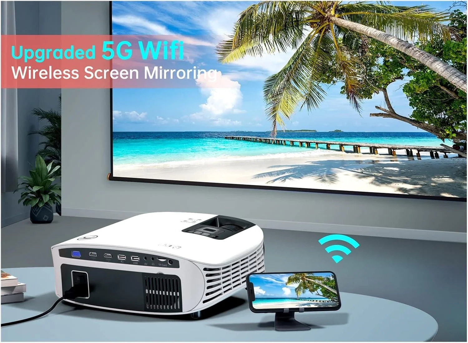 پروژکتور وای فای 5G مدل SJHDKLW Leisure 510PW با کیفیت اصلی 1080P، دارای نرم افزار آفیس داخلی، تصحیح زاویه ±60° 4D و زوم، پروژکتور قابل حمل برای تلفن/تلویزیون. پروژکتور وای فای 5G مدل SJHDKLW Leisure 510PW با کیفیت اصلی 1080P، دارای نرم افزار آفیس داخلی، تصحیح زاویه ±60° 4D و زوم، پروژکتور قابل حمل برای تلفن/تلویزیون.