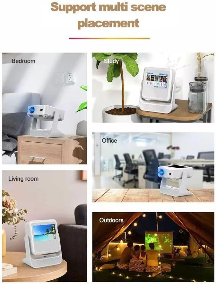 پروژکتور هوشمند اندروید با صفحه نمایش تبلت داخلی، سفید، نمایشگر HD، سیستم سرگرمی بی سیم، بلندگوهای دوگانه، طراحی قابل حمل پروژکتور هوشمند اندروید با صفحه نمایش تبلت داخلی، سفید، نمایشگر HD، سیستم سرگرمی بی سیم، بلندگوهای دوگانه، طراحی قابل حمل