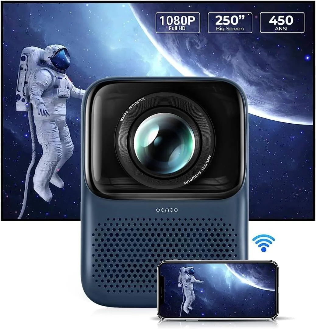 پروژکتور قابل حمل فول اچ دی 1080p وانبو T2 Max (جدید) - اندروید تی وی 9 با وای فای 6، بلوتوث 5.1 || فوکوس خودکار || طراحی مینیمال || سایز کوچک، اسپیکرهای استریو 6 واتی داخلی || حافظه داخلی 16 گیگابایتی || رنگ آبی پروژکتور قابل حمل فول اچ دی 1080p وانبو T2 Max (جدید) - اندروید تی وی 9 با وای فای 6، بلوتوث 5.1 || فوکوس خودکار || طراحی مینیمال || سایز کوچک، اسپیکرهای استریو 6 واتی داخلی || حافظه داخلی 16 گیگابایتی || رنگ آبی